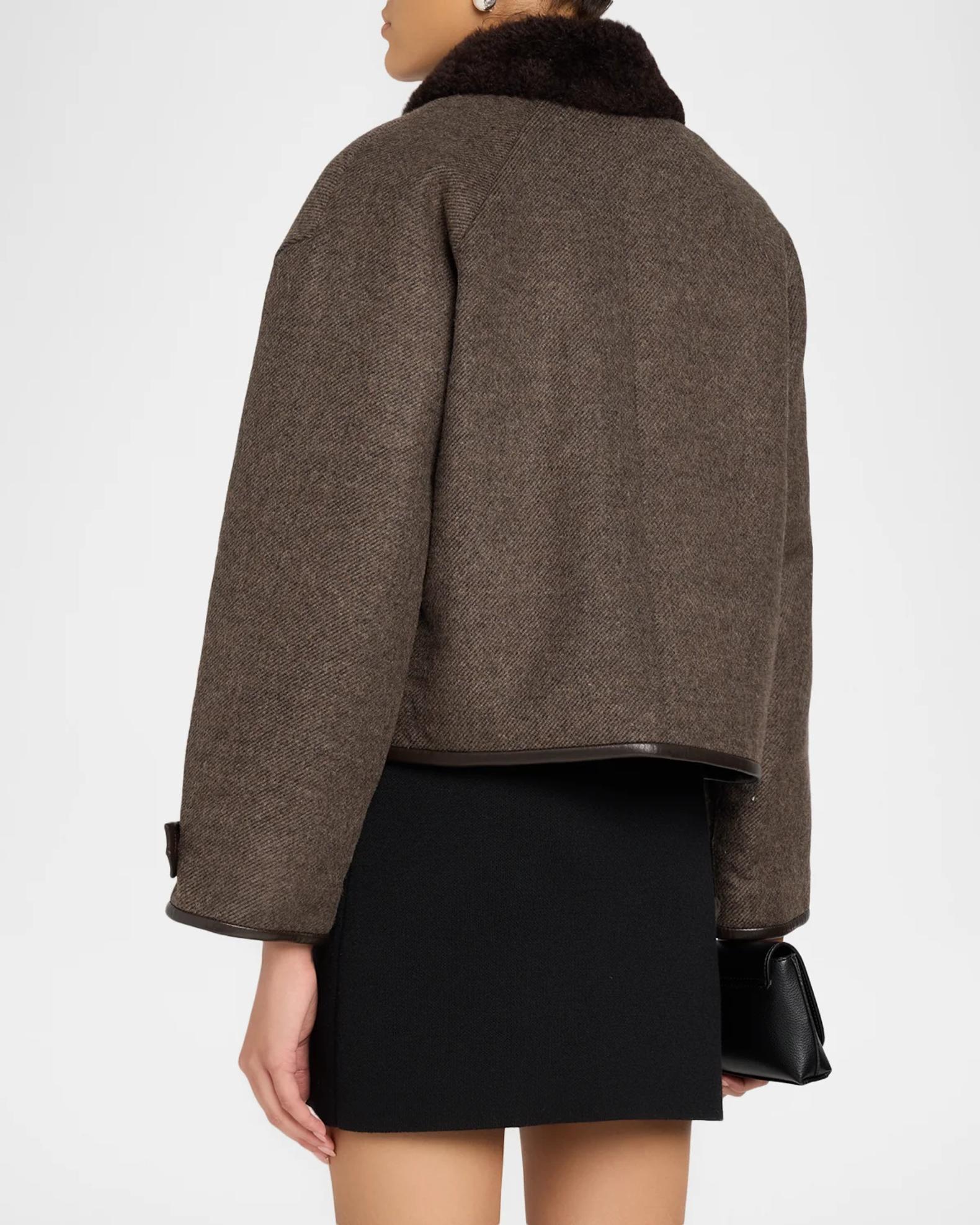 SIMKHAI Orien Contrast-Collar Jacket | Neiman Marcus