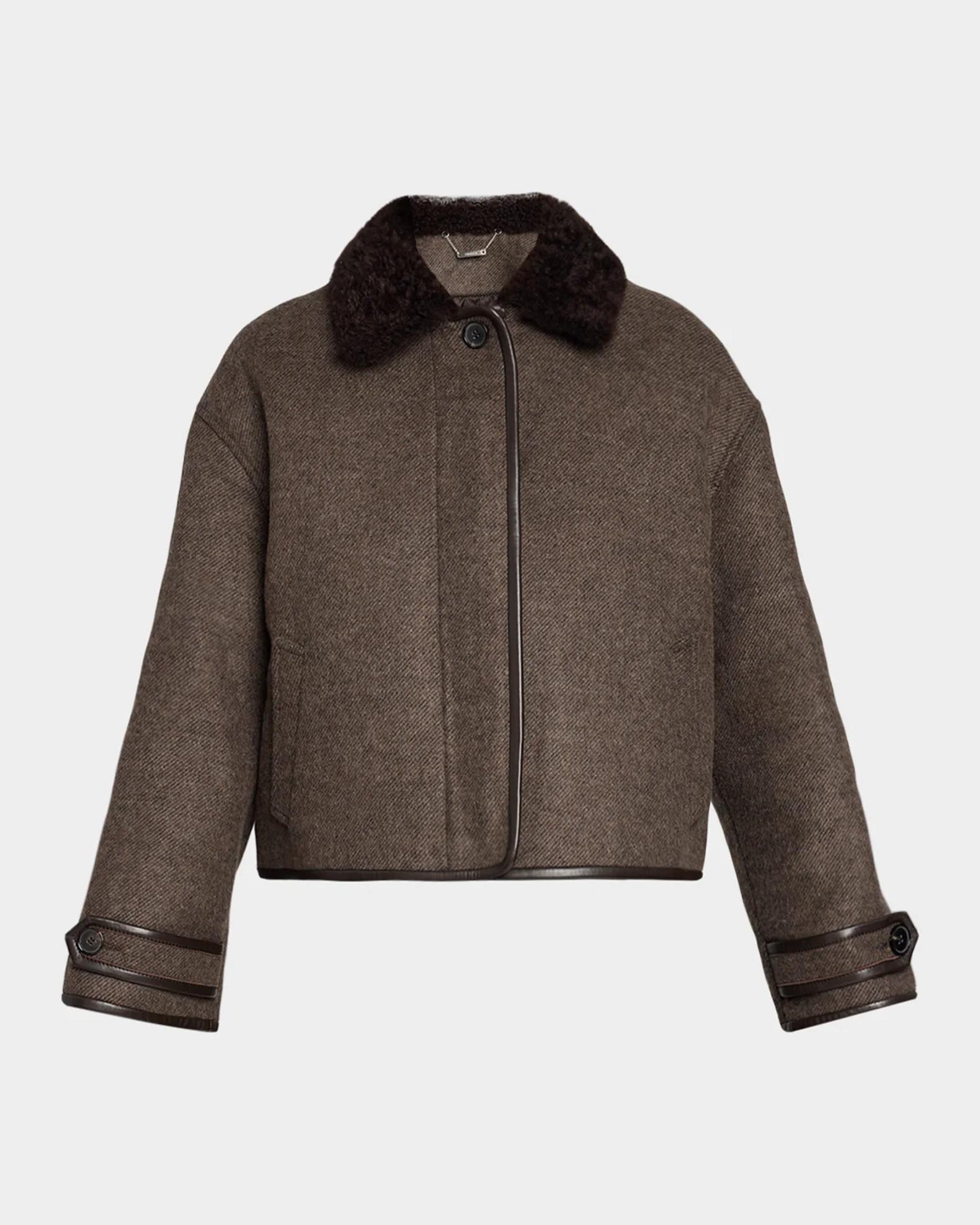 SIMKHAI Orien Contrast-Collar Jacket | Neiman Marcus