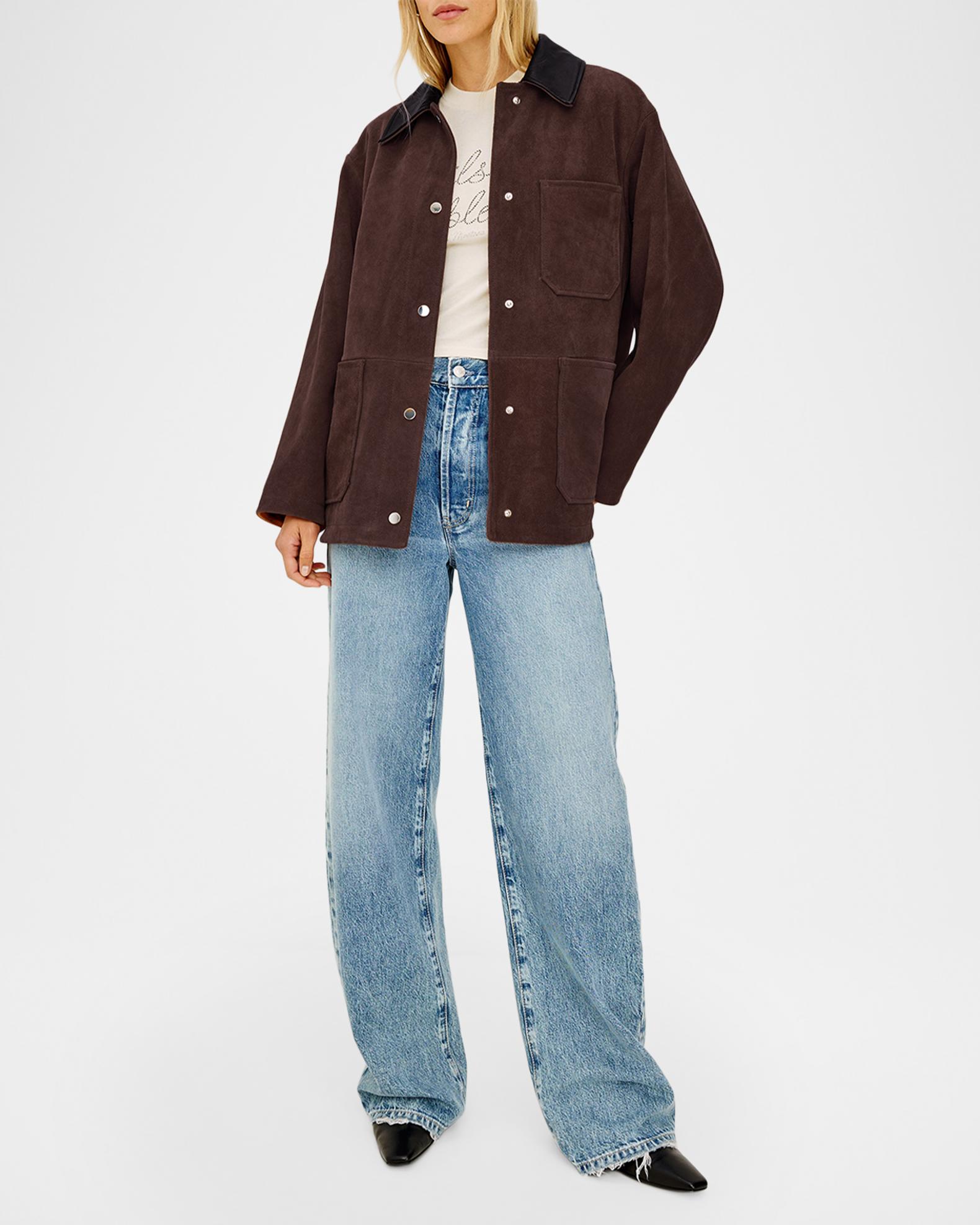 Rails Jaxton Suede Contrast-Collar Jacket | Neiman Marcus