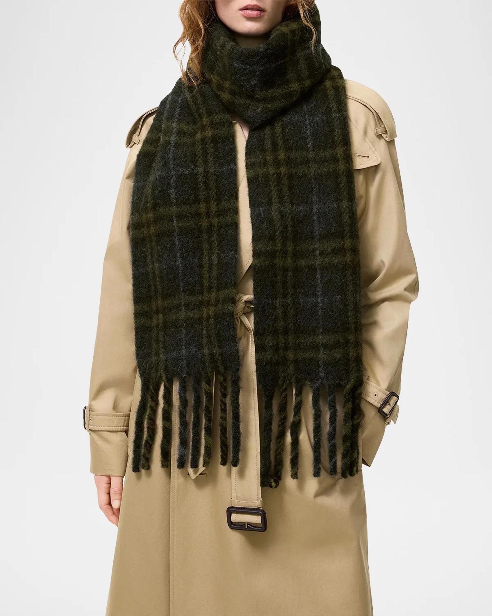 Burberry Narrow Check Alpaca Wool-Blend Scarf | Neiman Marcus