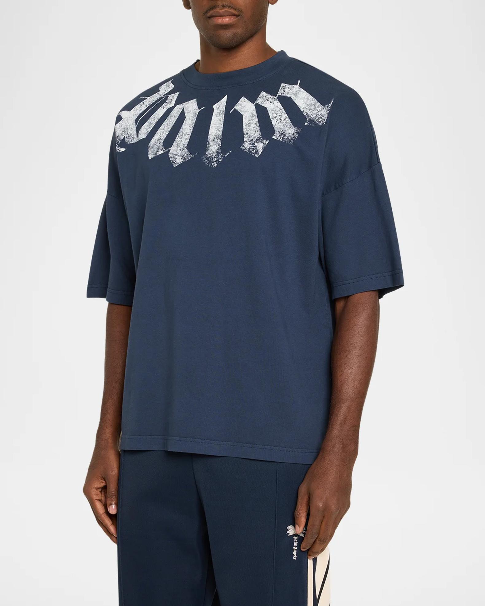 Palm Angels Men's Big Neck Logo Loose T-Shirt | Neiman Marcus