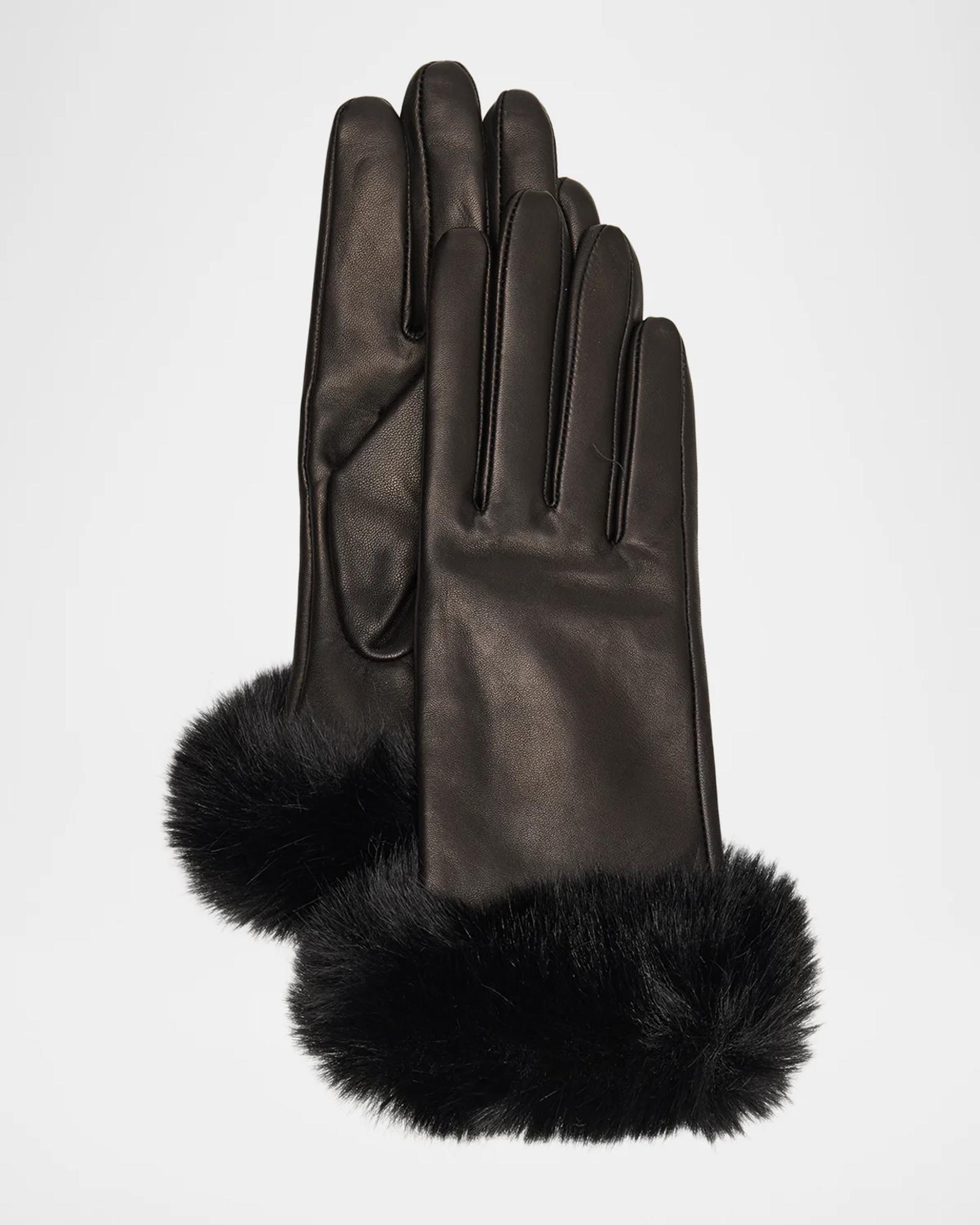 Sofia Cashmere Faux-Fur Leather Gloves | Neiman Marcus