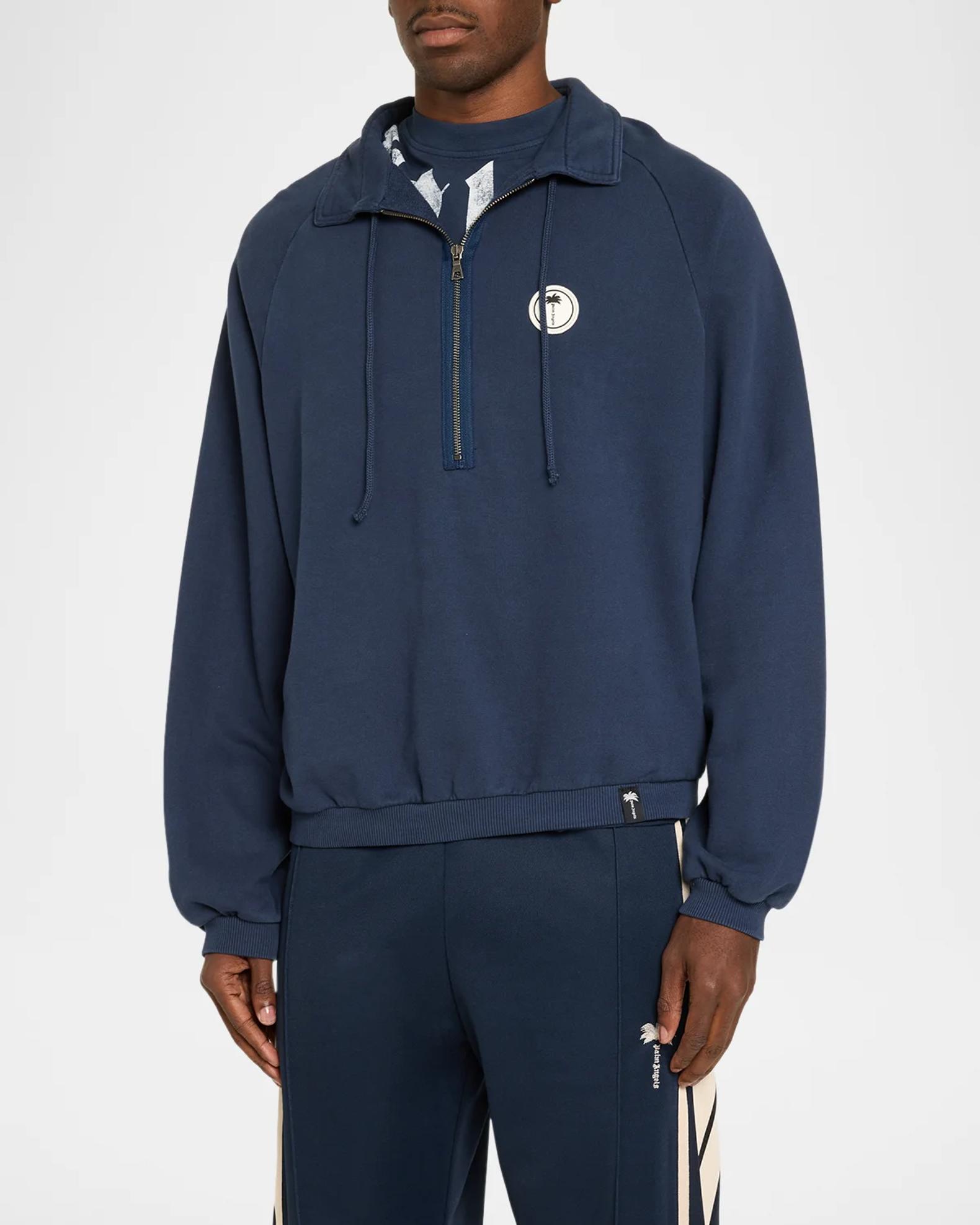 Palm Angels Men's Cotton Half-Zip Sweatshirt | Neiman Marcus