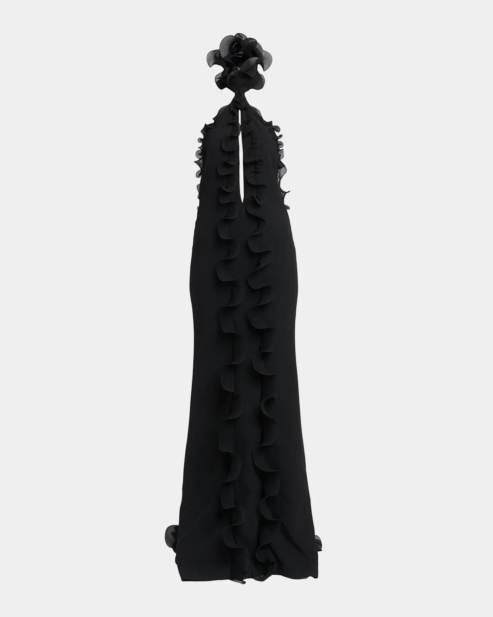 tom ford halter dress Silk Crepe Ruffled Evening Vintage Hawaiian