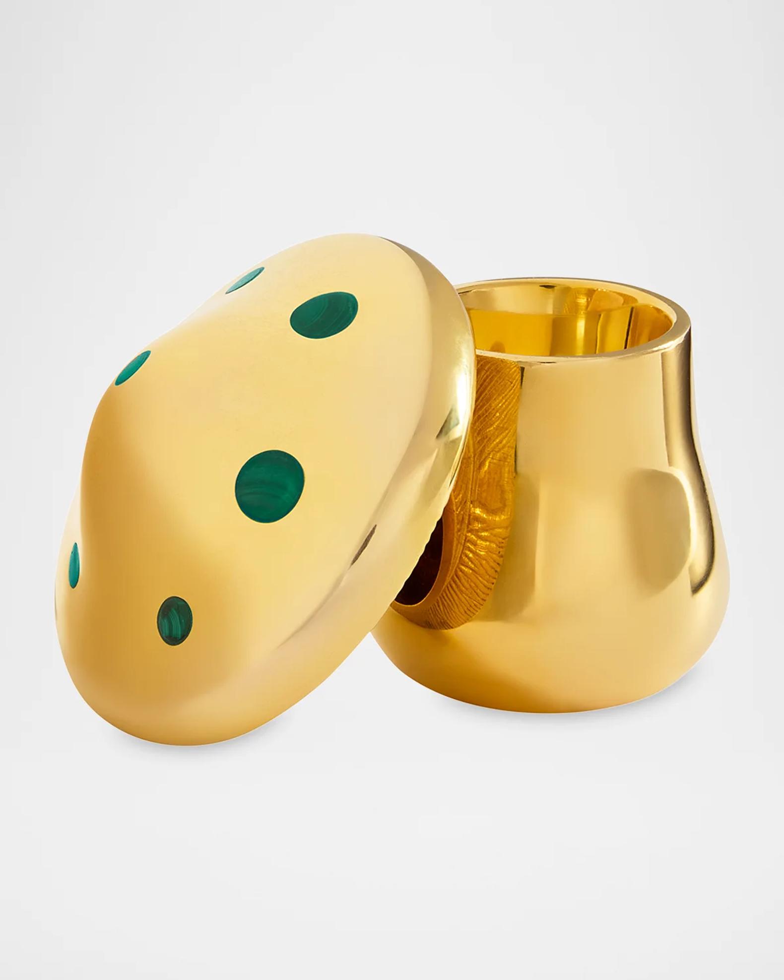 Jonathan Adler Brass & Malachite Mushroom Box | Neiman Marcus