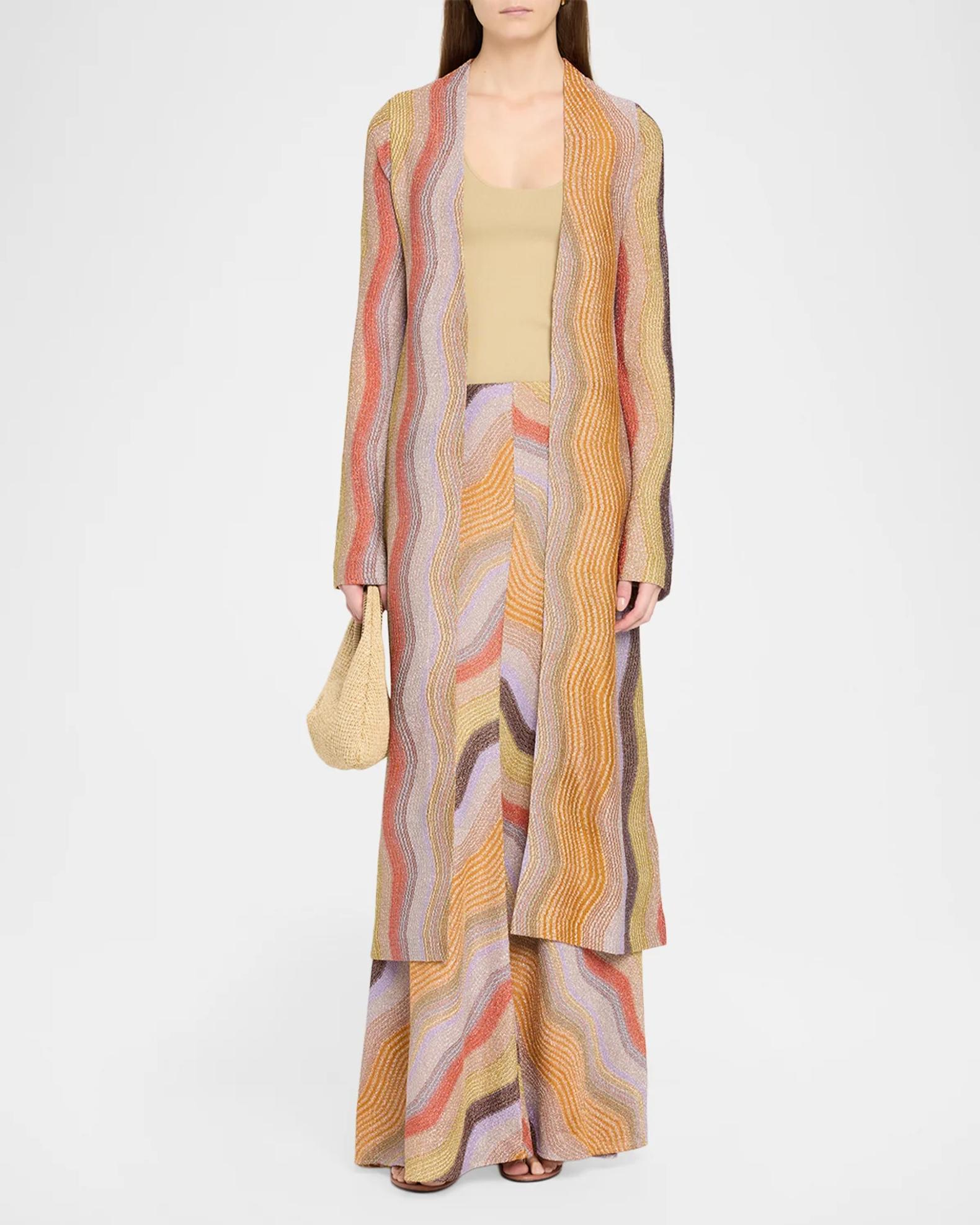 Missoni Metallic Chevron Knit Long Open Cardigan | Neiman Marcus