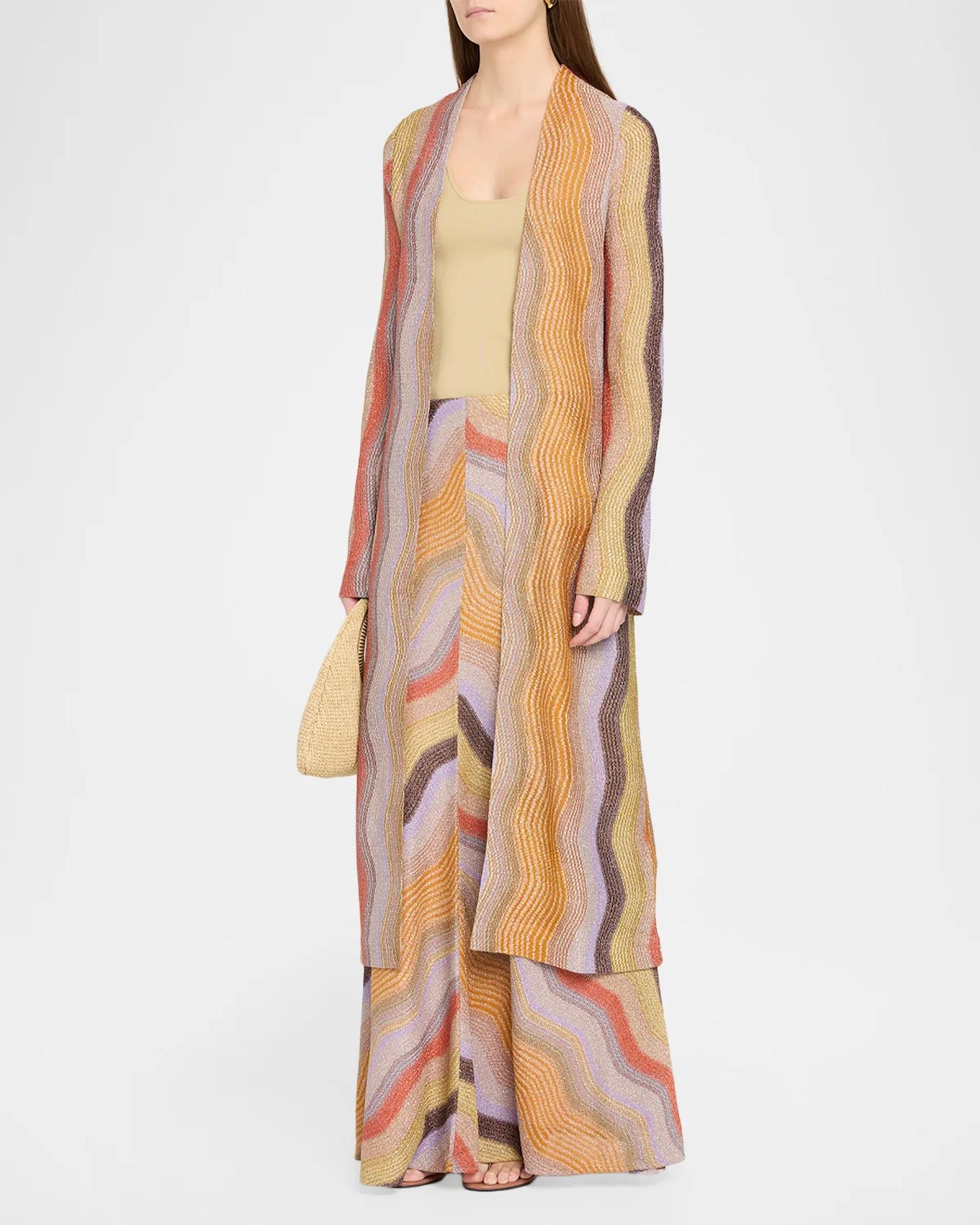 MISSONI イタリア製 リネンニット　ロングジレ　マルチカラー 42 Missoni Metallic Chevron Knit Long Open Cardigan | Neiman Marcus