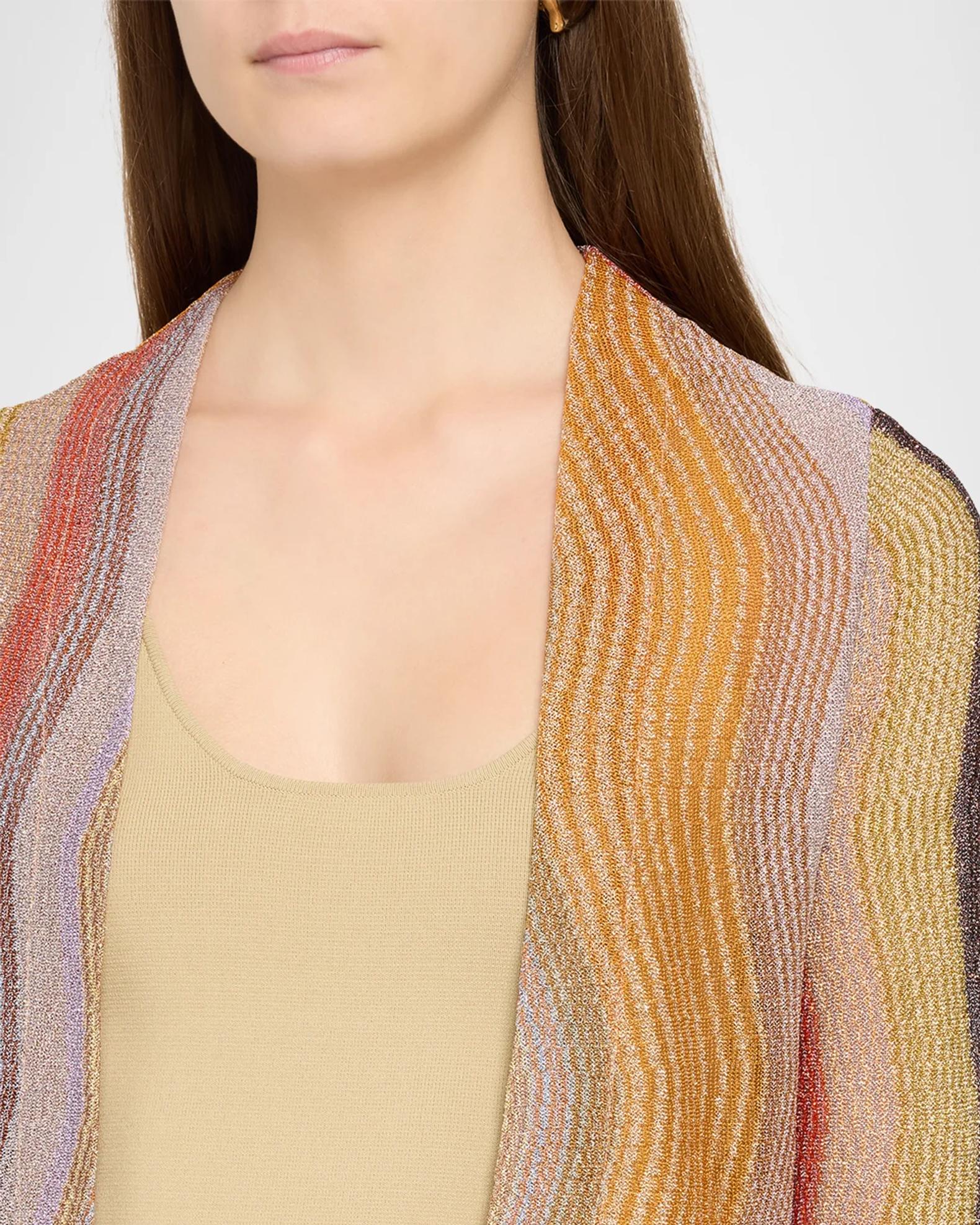 Missoni Metallic Chevron Knit Long Open Cardigan | Neiman Marcus