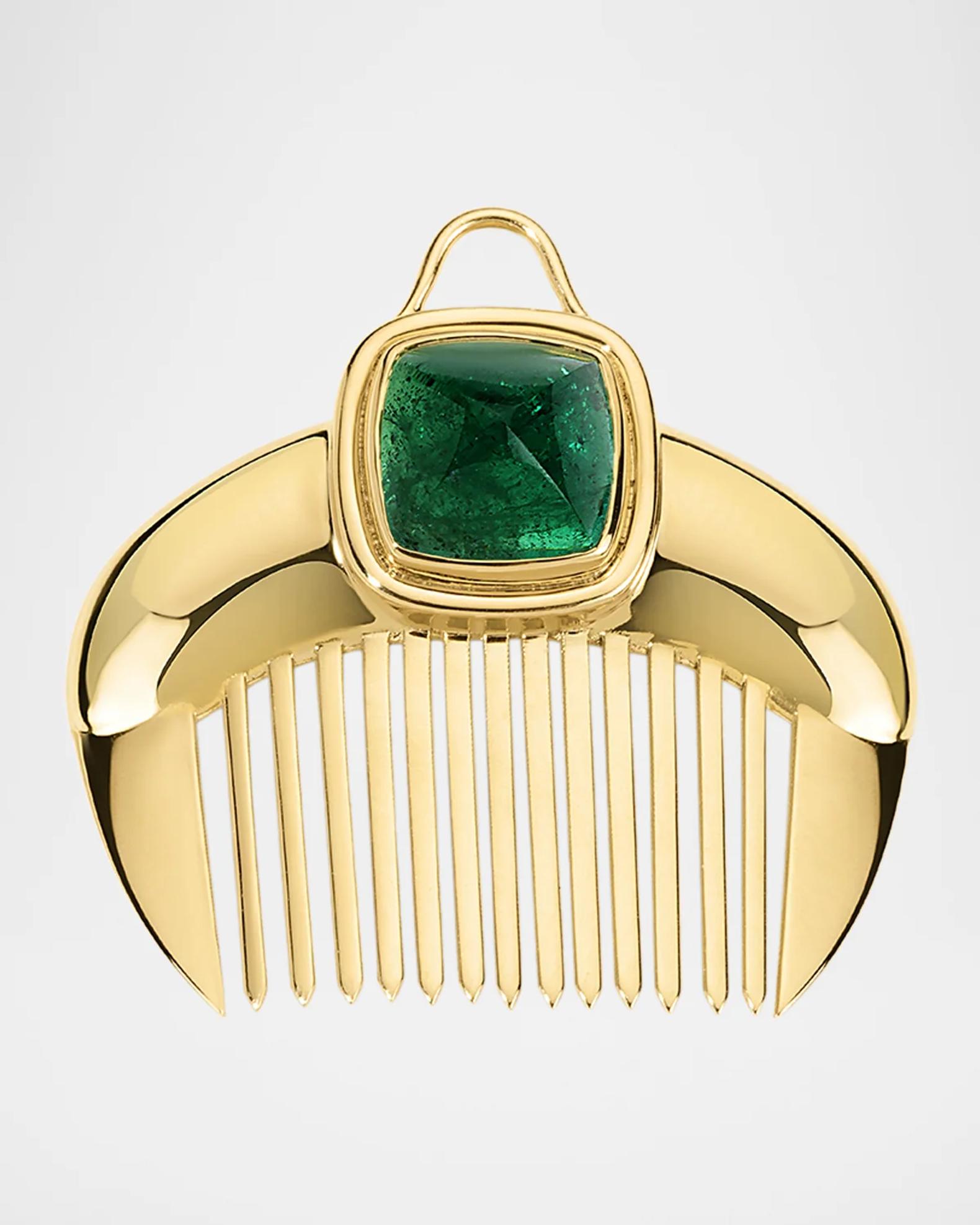 Jade Ruzzo Lady Comb 18K Yellow Gold and Green Tourmaline Necklace ...
