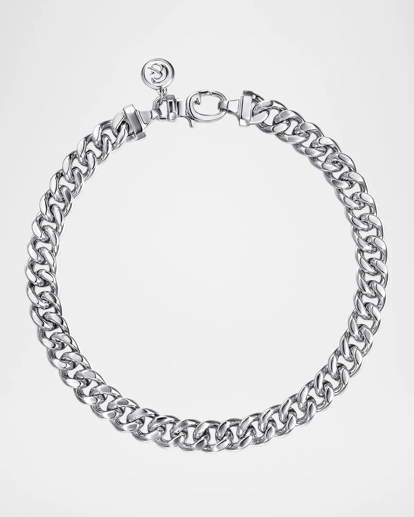 Gabriel & Co Men's Sterling Silver 7mm Solid Cuban Link Chain Bracelet ...