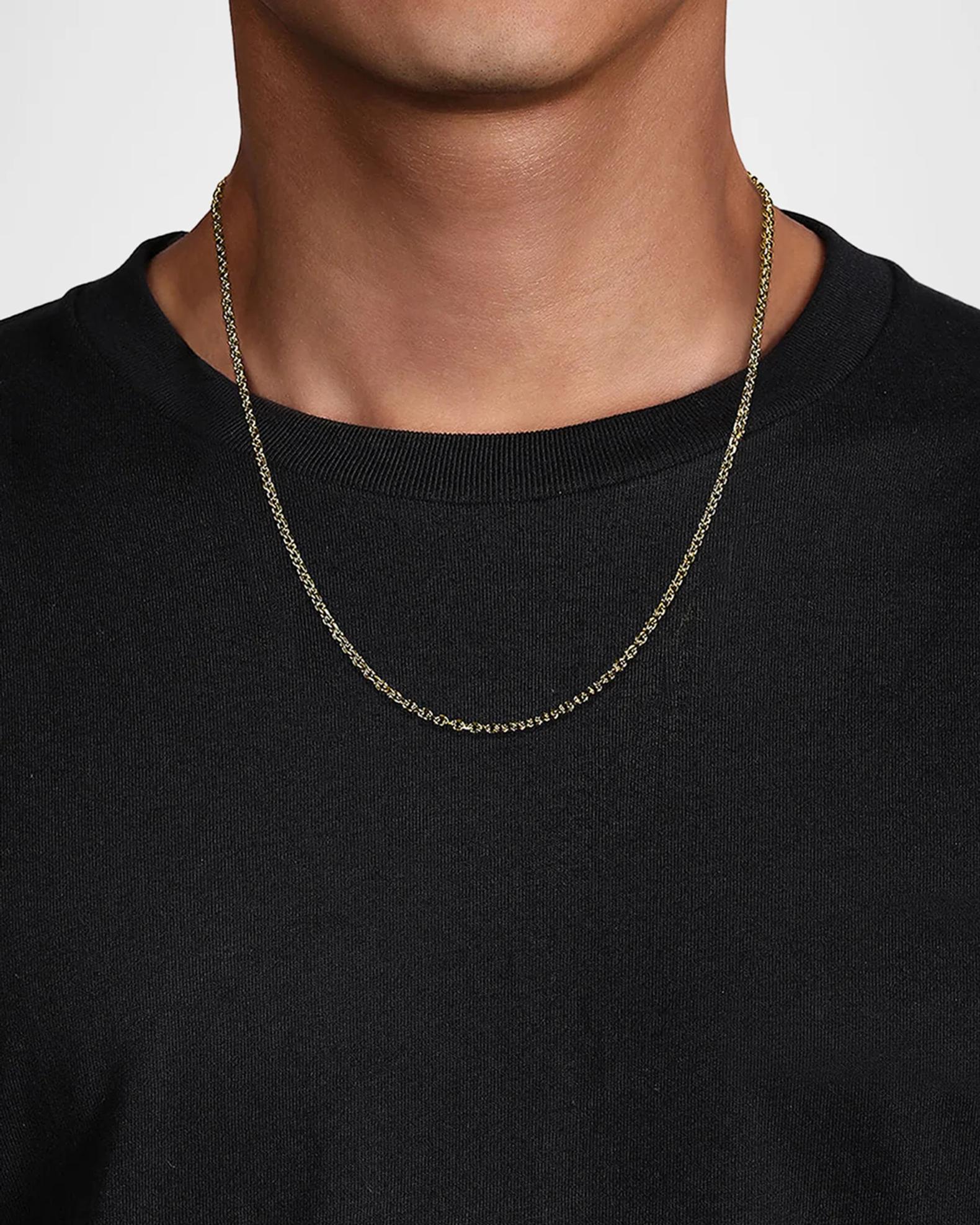 Gabriel & Co Men's Classic Link Chain Necklace in 14K Yellow Gold, 2 ...