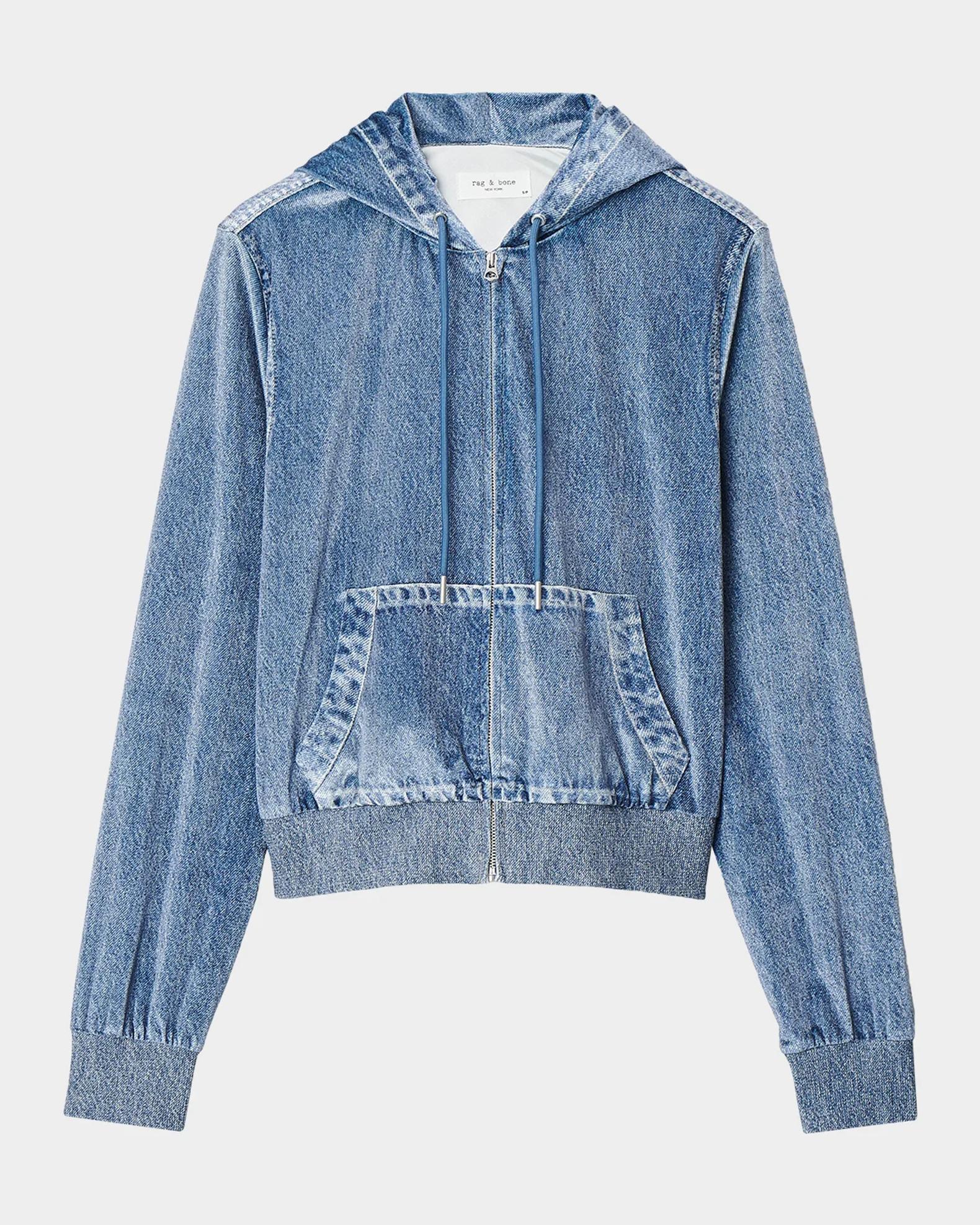 rag & bone Miramar Denim Zip-Up Hoodie | Neiman Marcus