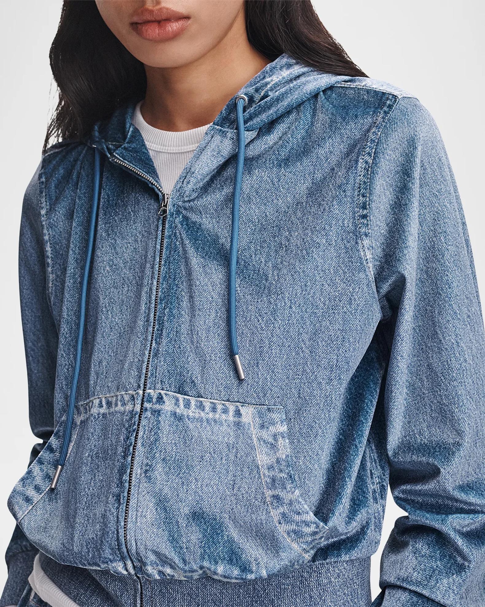 rag & bone Miramar Denim Zip-Up Hoodie | Neiman Marcus