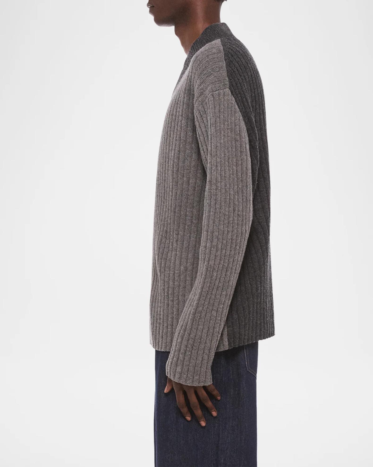 Helmut Lang Men's Contrast V-Neck Wool Sweater | Neiman Marcus