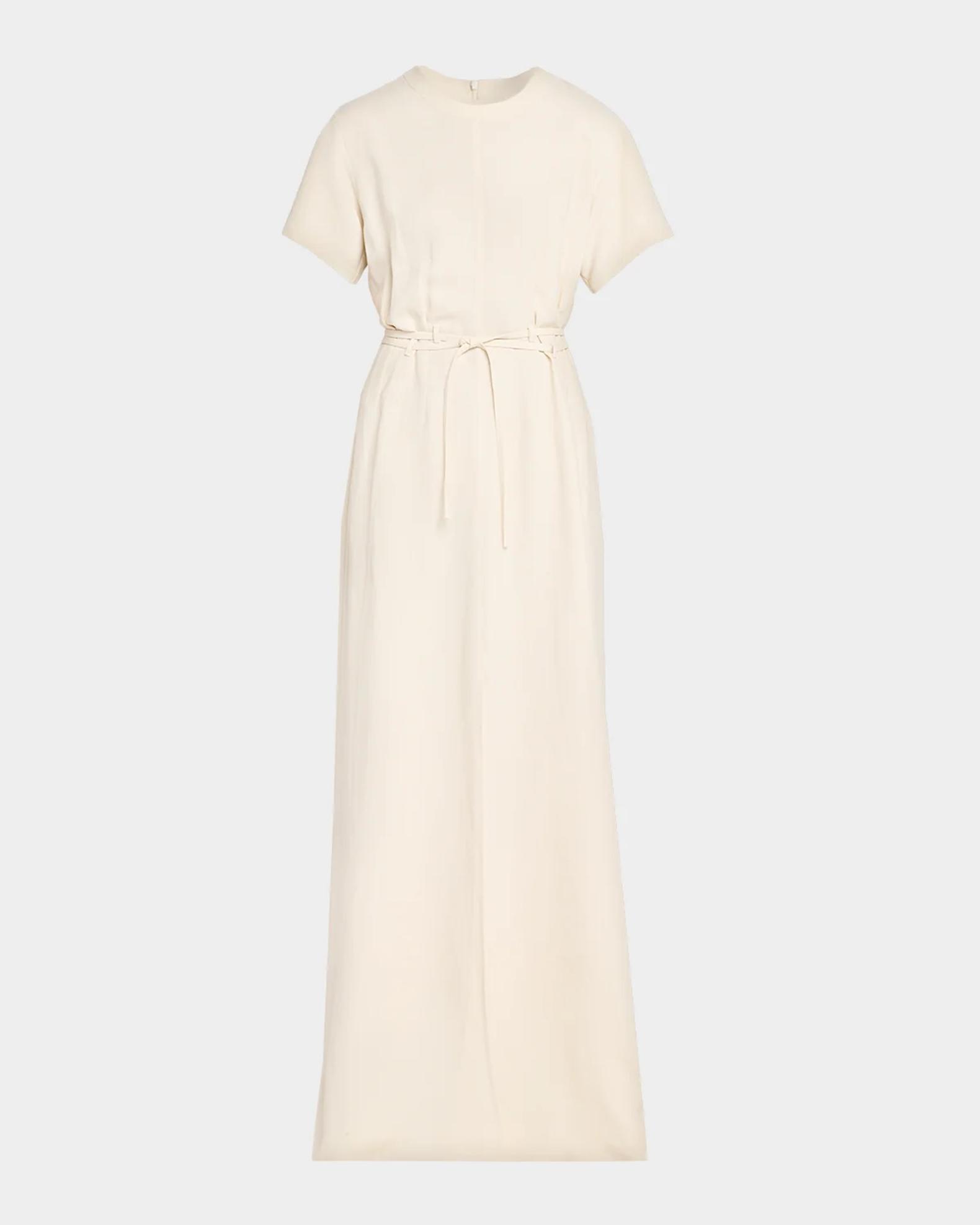Brunello Cucinelli Fluid Linen Twill Belted Maxi Dress | Neiman Marcus