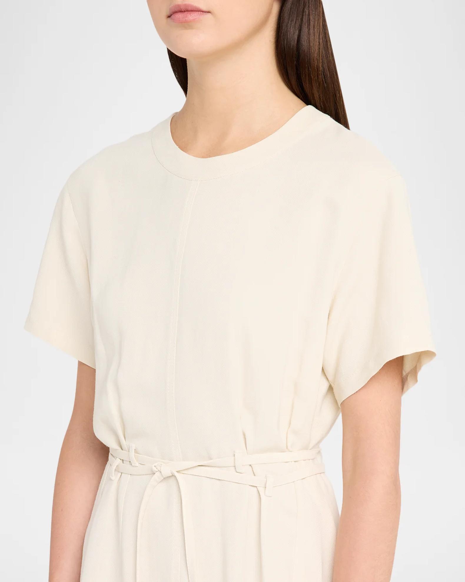 Brunello Cucinelli Fluid Linen Twill Belted Maxi Dress | Neiman Marcus