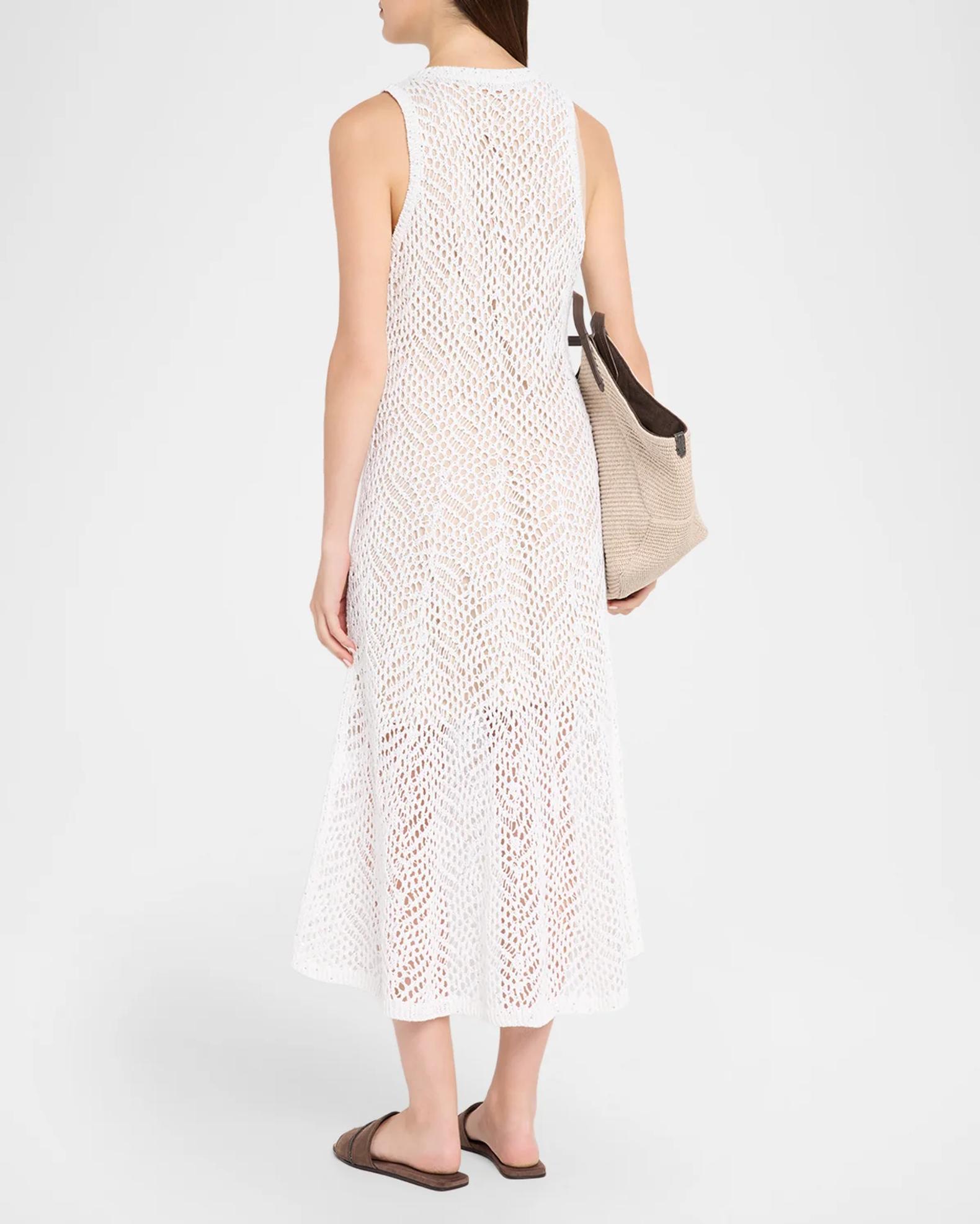 BRUNELLO CUCINELLI ノースリーブ チュニック Brunello Cucinelli Linen Diamante Crochet Sleeveless Midi Dress