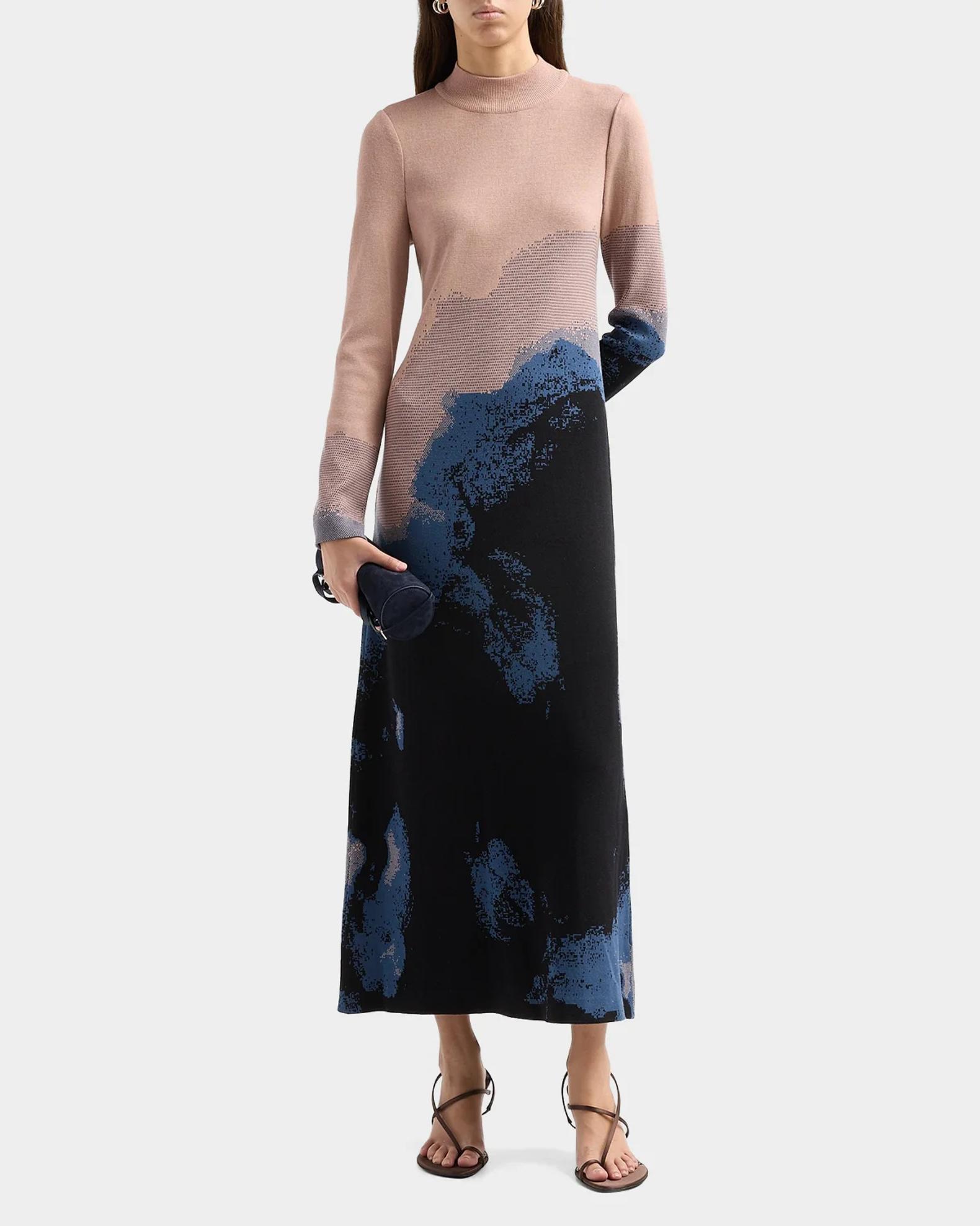 Misook Abstract Long-Sleeve A-Line Maxi Dress | Neiman Marcus