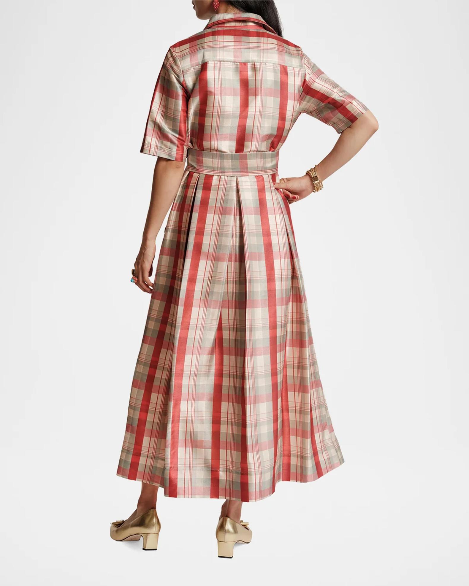 Frances Valentine Bella Plaid Belted Maxi Dress | Neiman Marcus