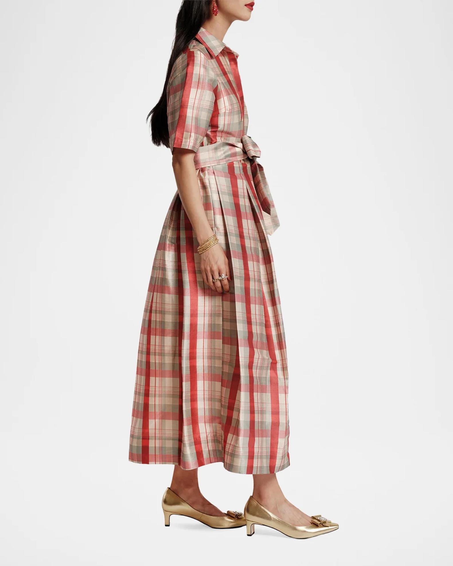 Frances Valentine Bella Plaid Belted Maxi Dress | Neiman Marcus