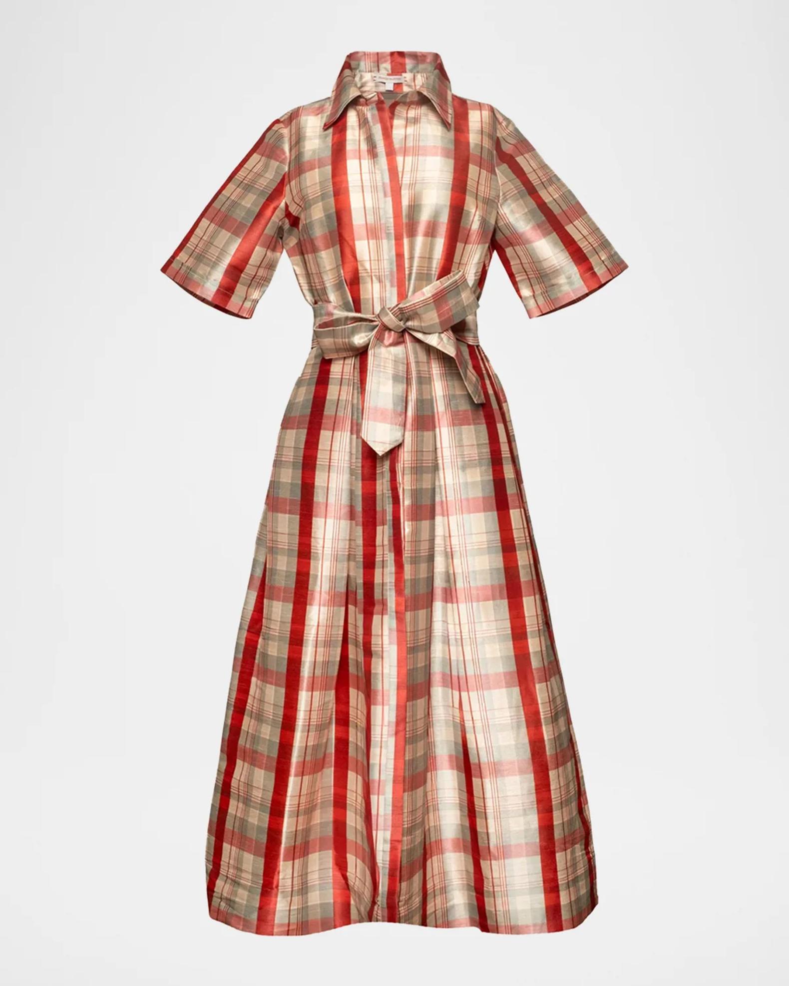 Frances Valentine Bella Plaid Belted Maxi Dress | Neiman Marcus