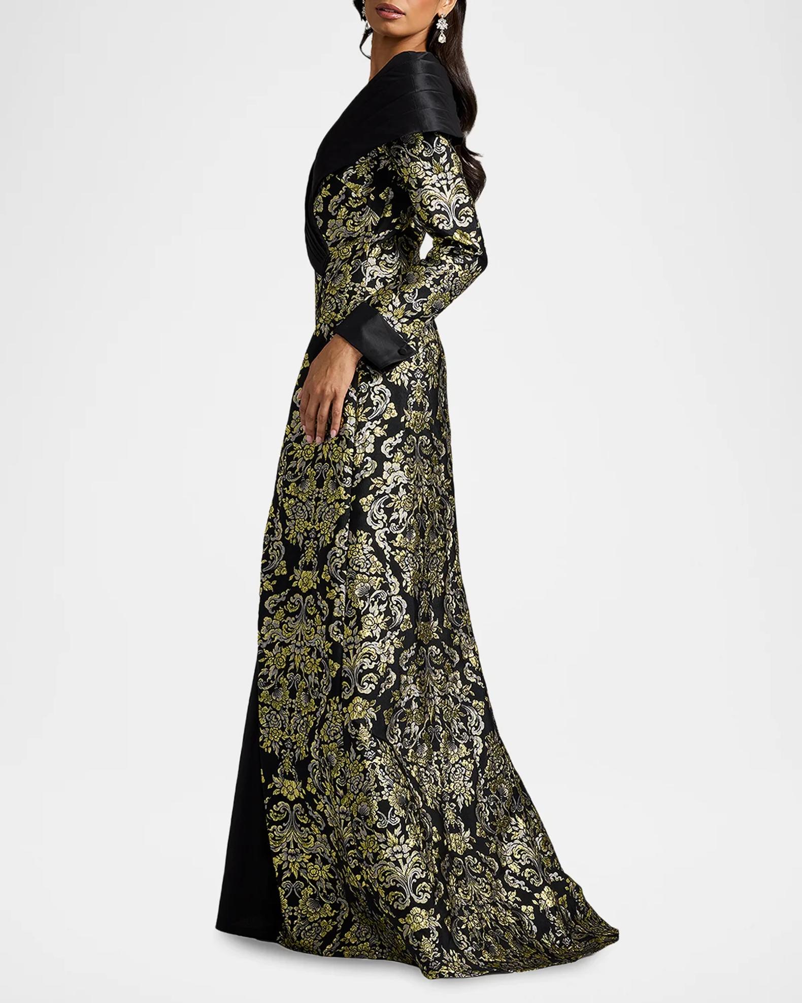 Tadashi Shoji Sorella Jacquard & Taffeta Portrait Gown | Neiman Marcus