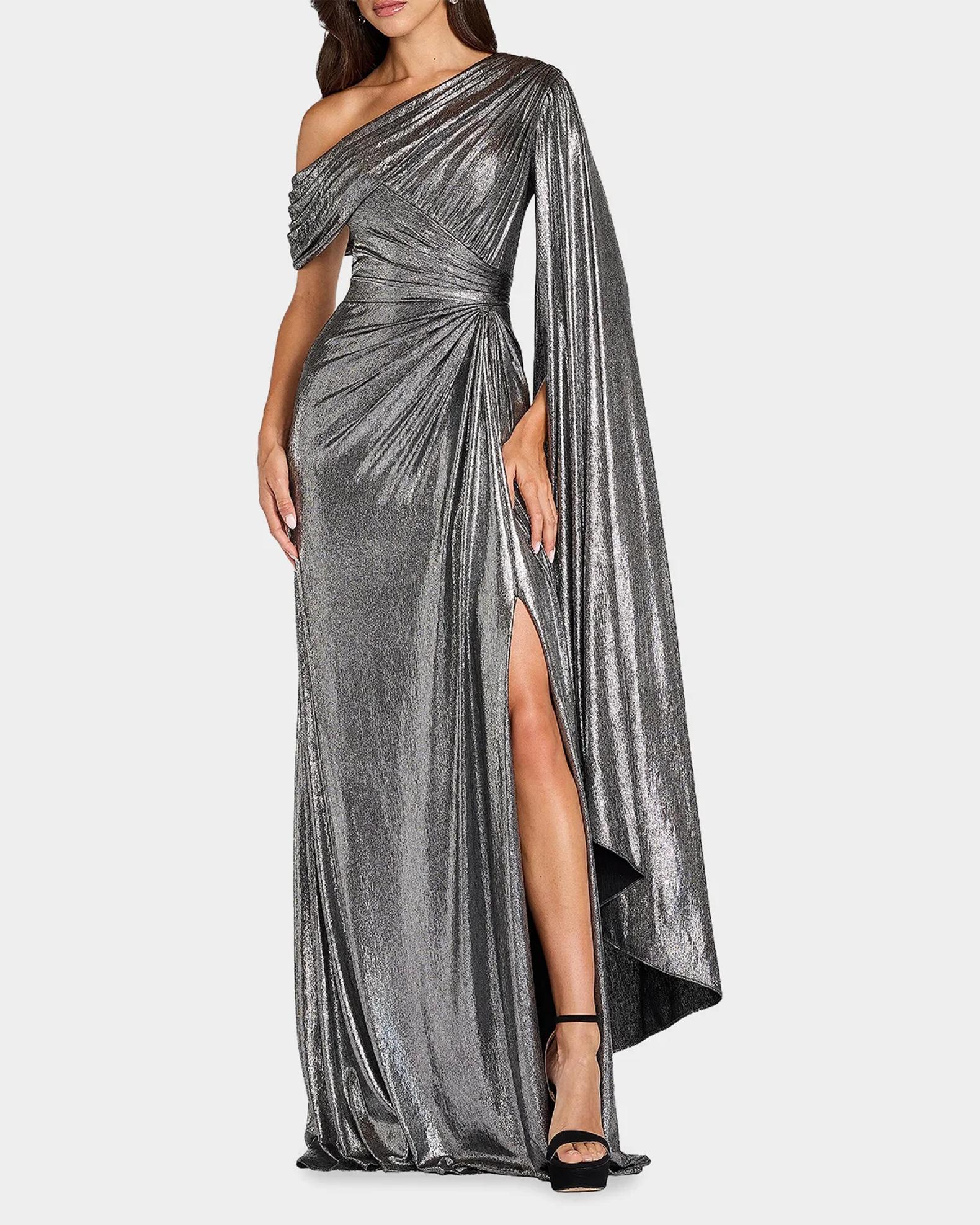 Tadashi Shoji Zeka Metallic Cape Sleeve Gown | Neiman Marcus