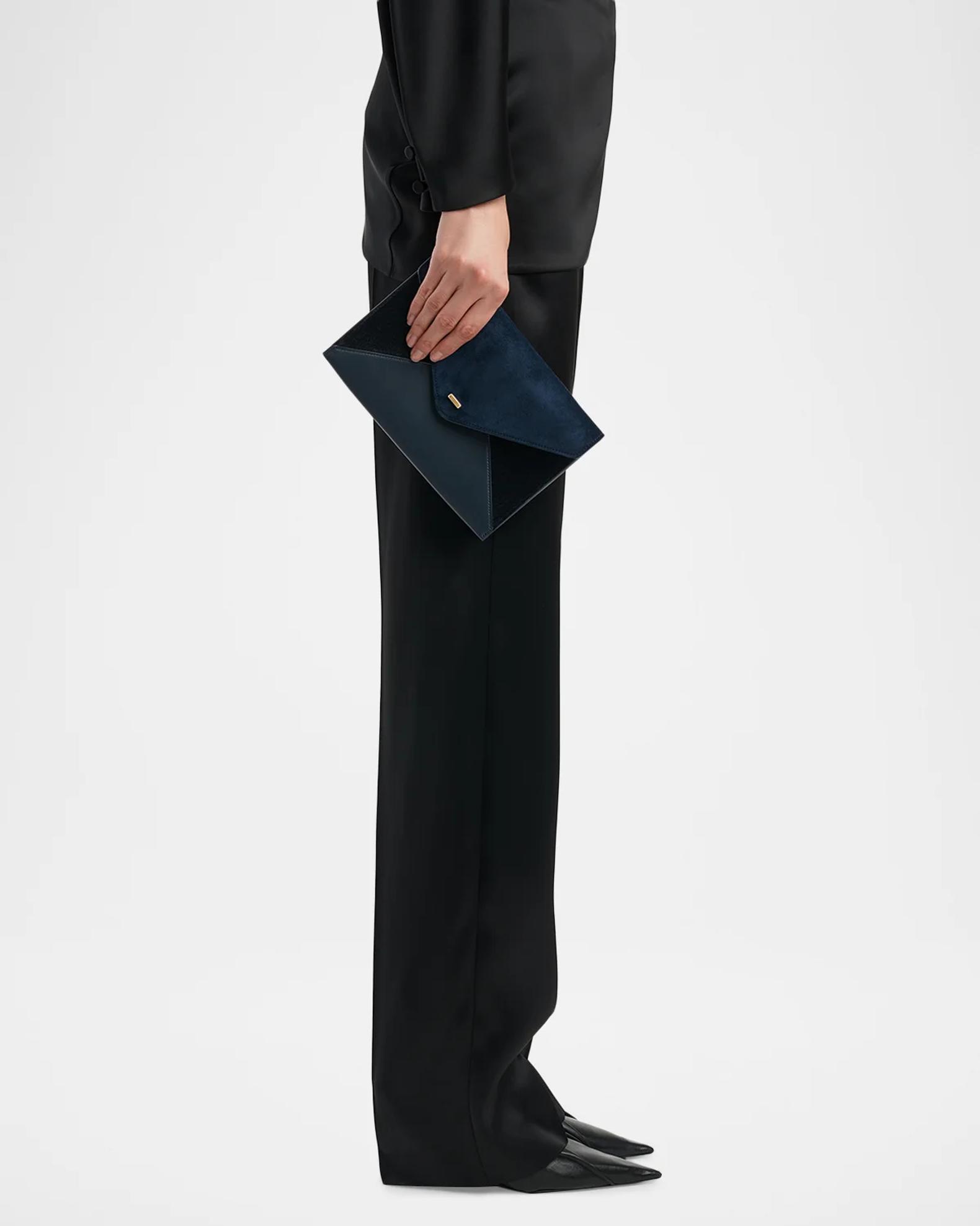 Khaite Grace Suede & Leather Envelope Clutch Bag | Neiman Marcus