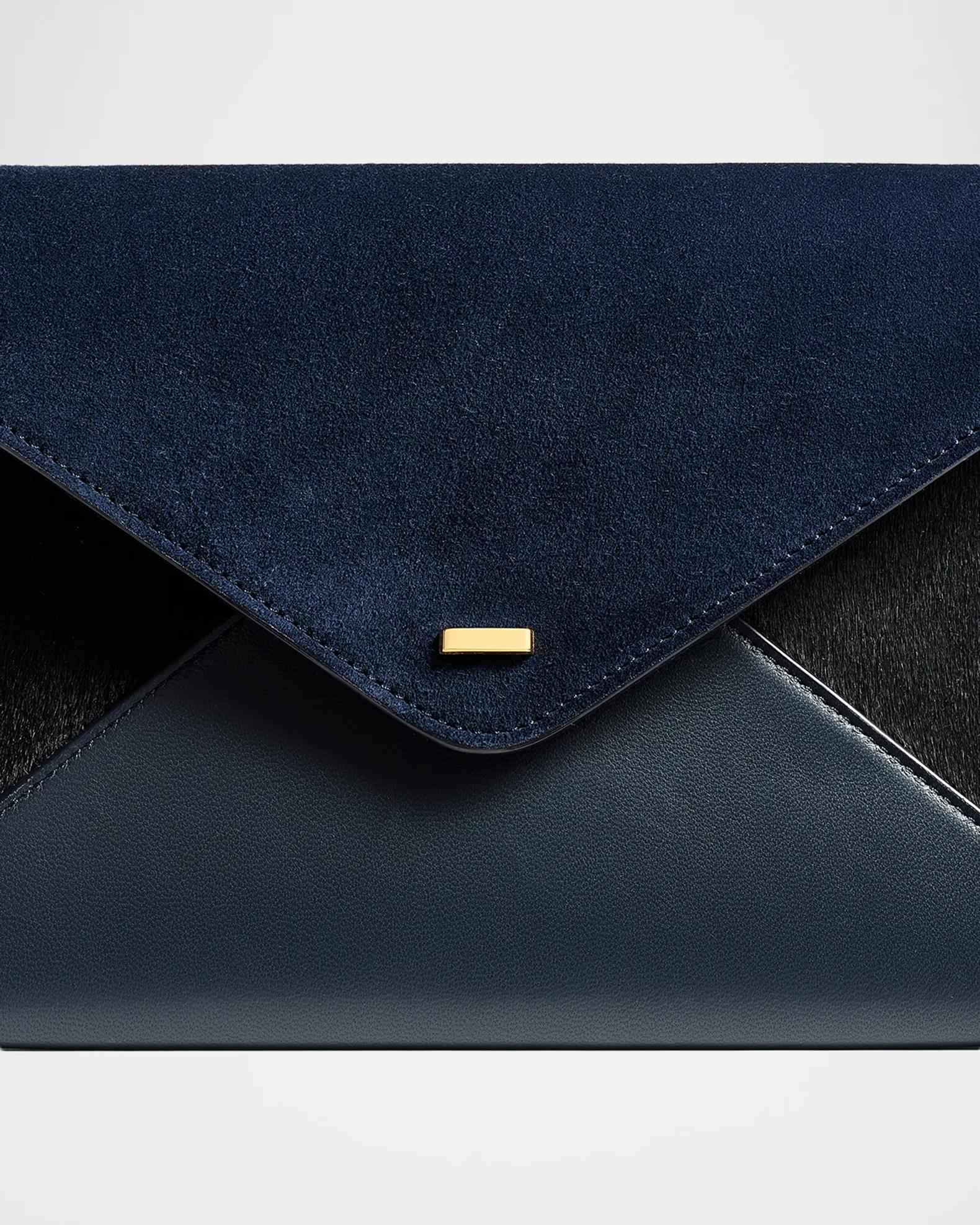 Khaite Grace Suede & Leather Envelope Clutch Bag | Neiman Marcus