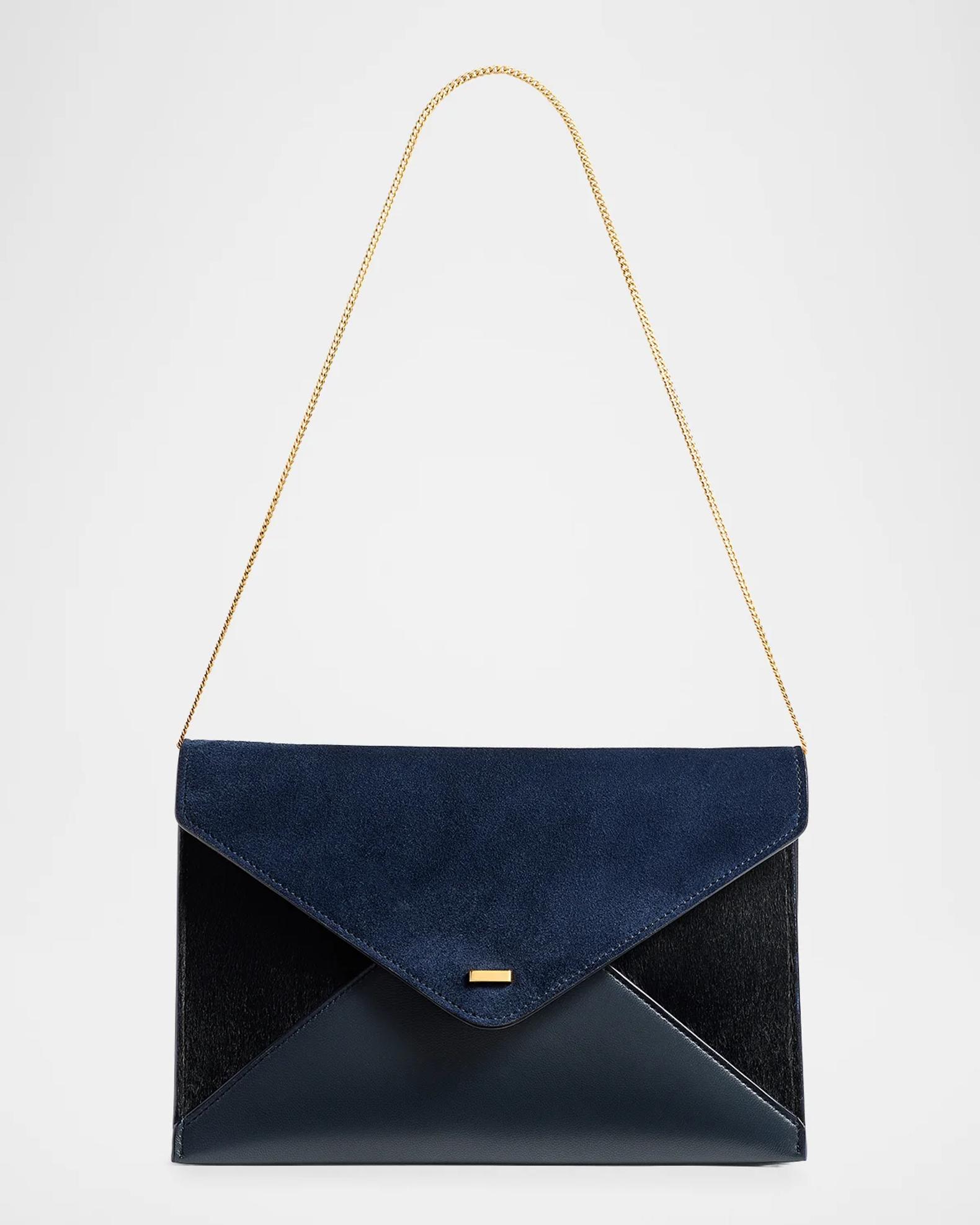 Khaite Grace Suede & Leather Envelope Clutch Bag | Neiman Marcus