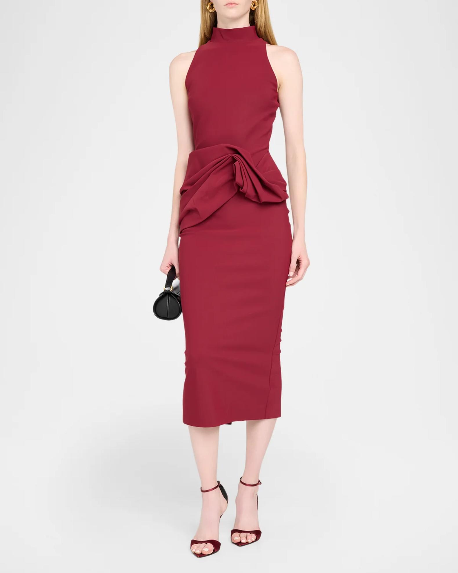 Chiara Boni La Petite Robe Morpheus Ruffle Mock-Neck Midi Dress ...