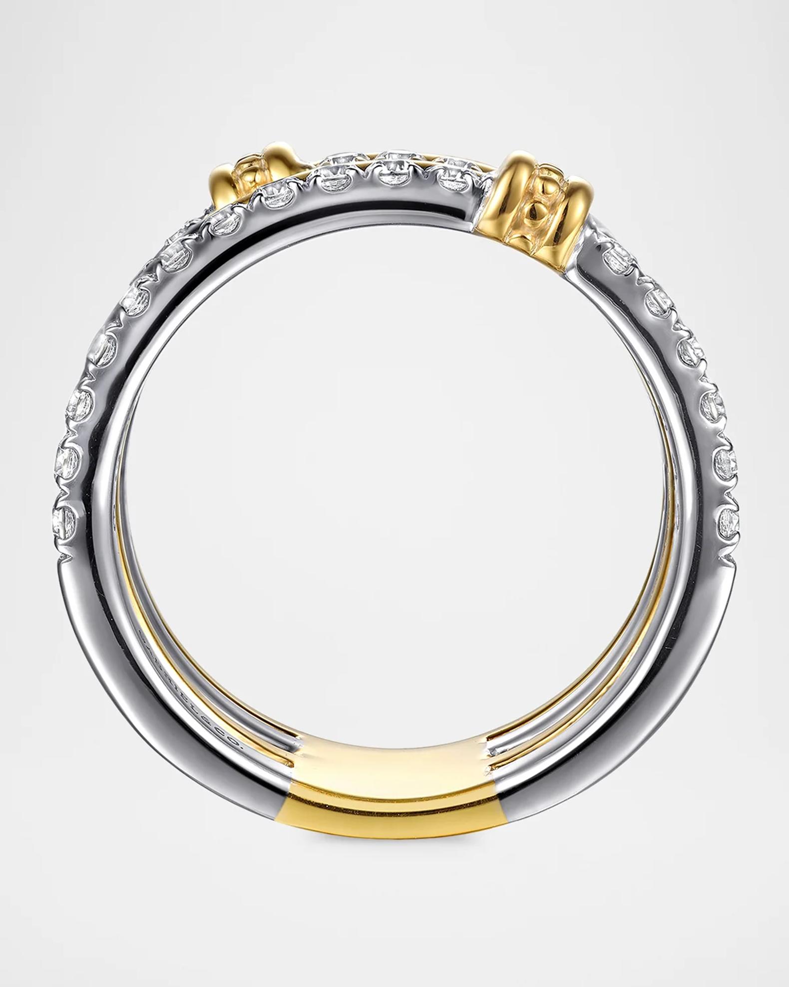 Gabriel & Co 14K White and Yellow Gold Diamond Easy Stackable Ring ...