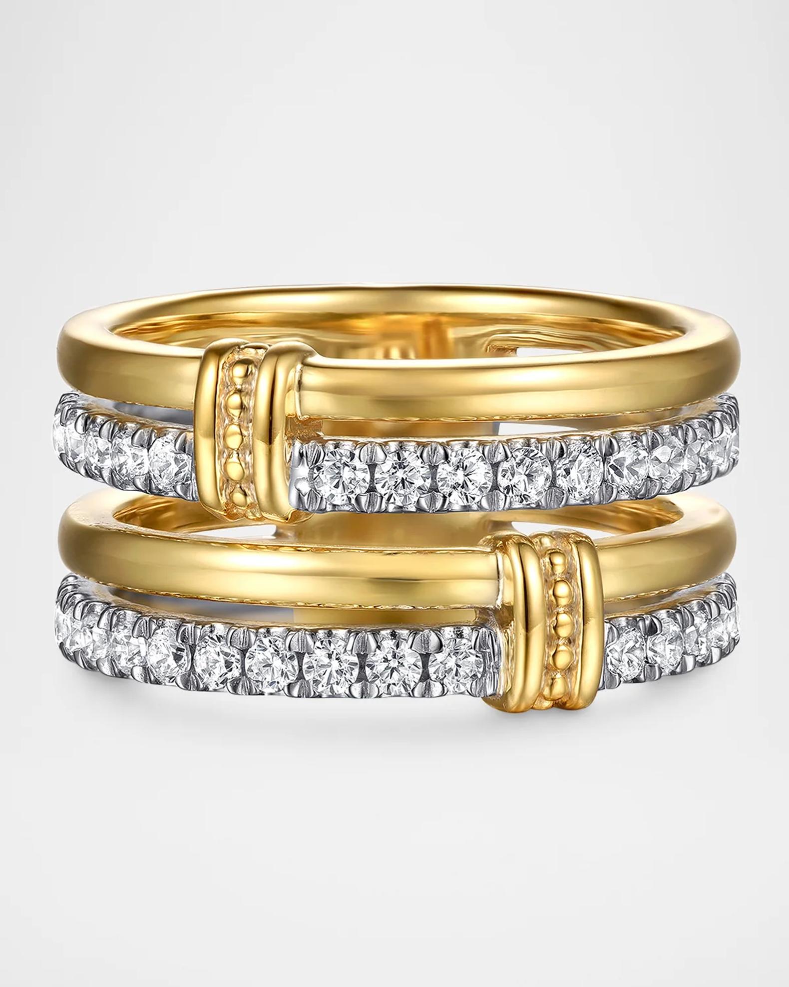 Gabriel & Co 14K White and Yellow Gold Diamond Easy Stackable Ring ...