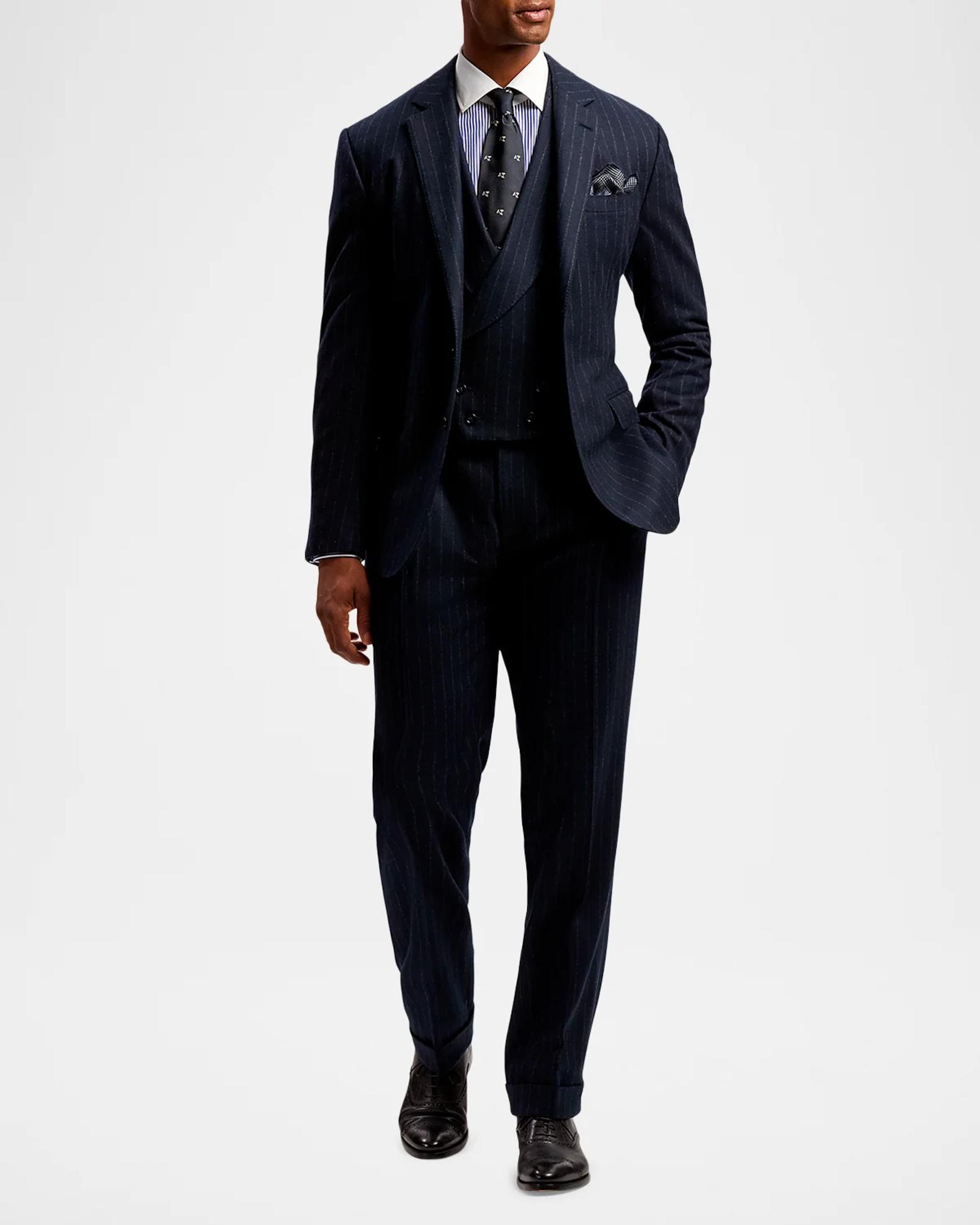 Ralph Lauren Purple Label Men's Plaid Cashmere-Silk Pocket Square