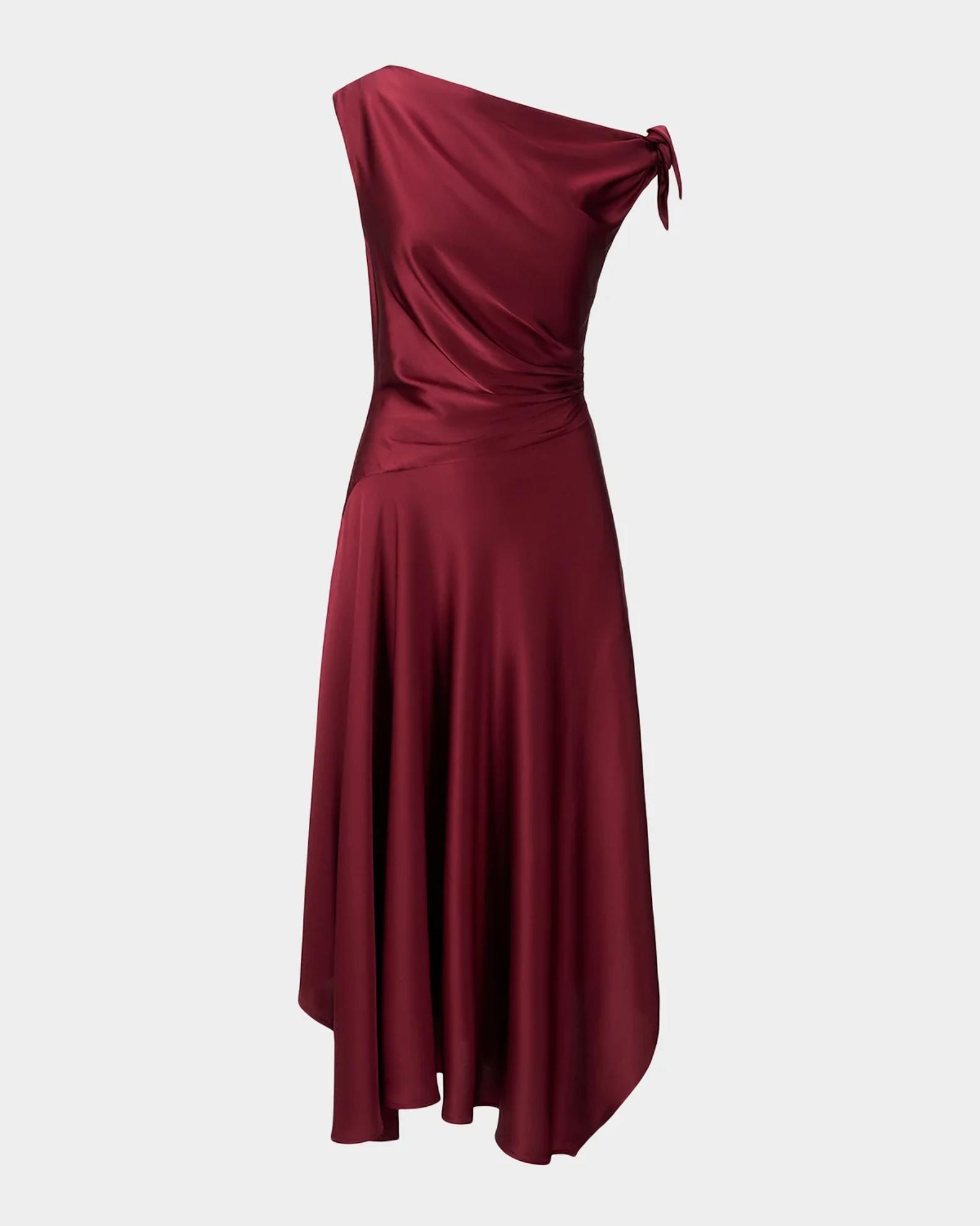 staud asymmetric dress STAUD, Portia Silk in Carmino, Size 12 Cable knit