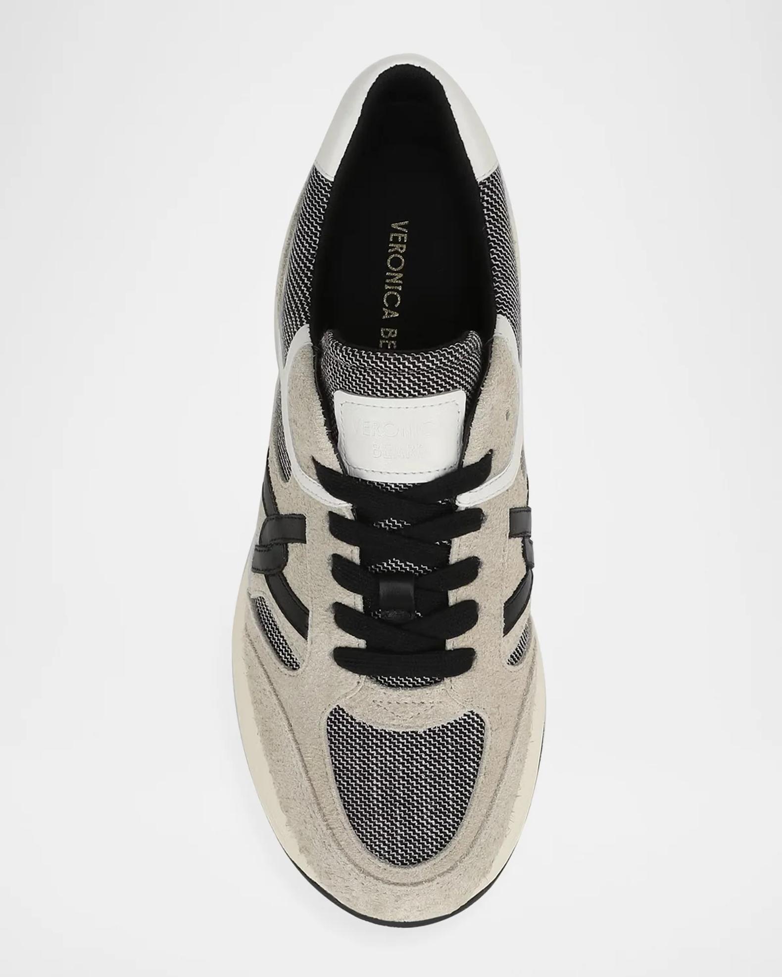 Veronica Beard Valentina Wave Mixed Leather Platform Sneakers