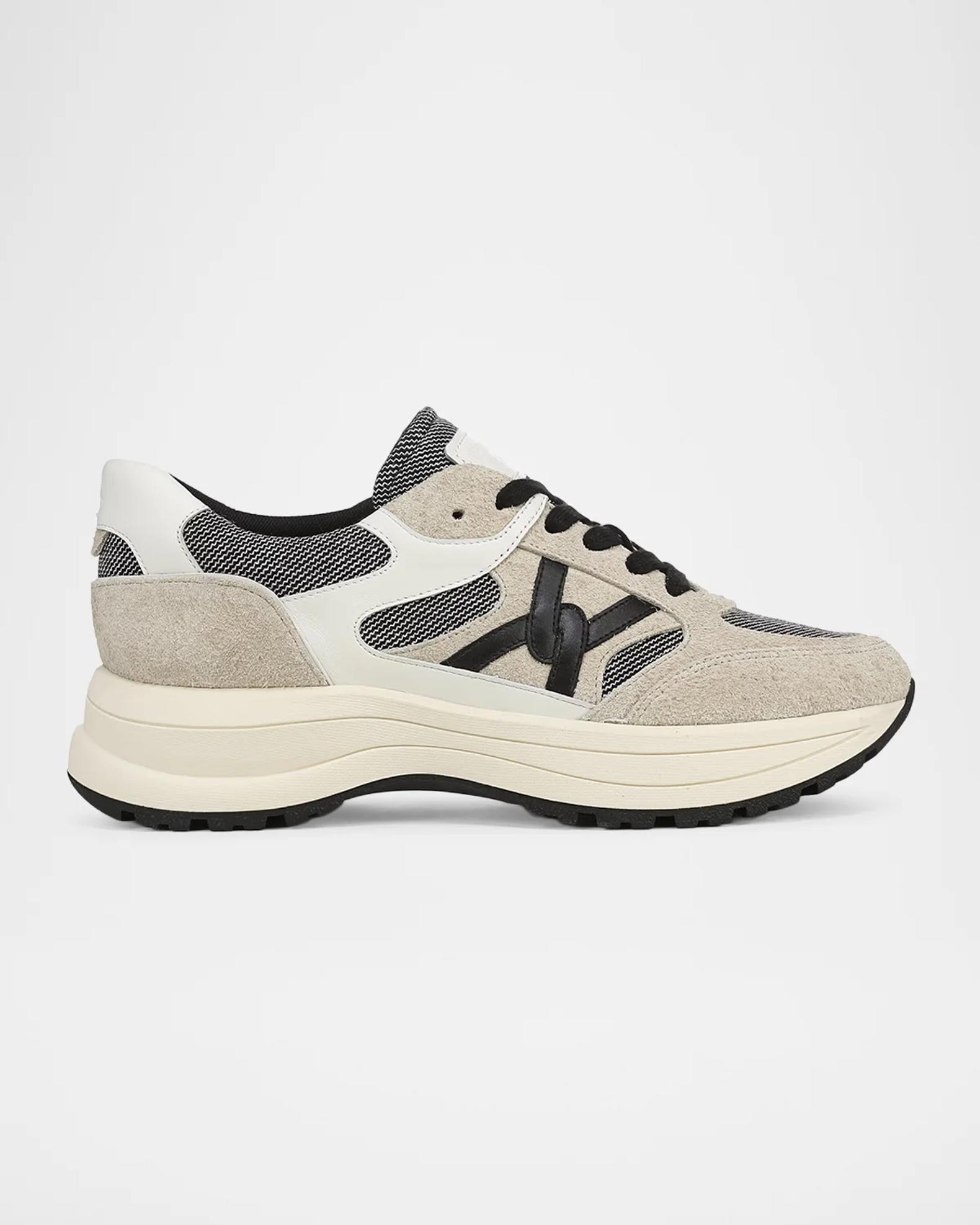 Veronica Beard Valentina Wave Mixed Leather Platform Sneakers