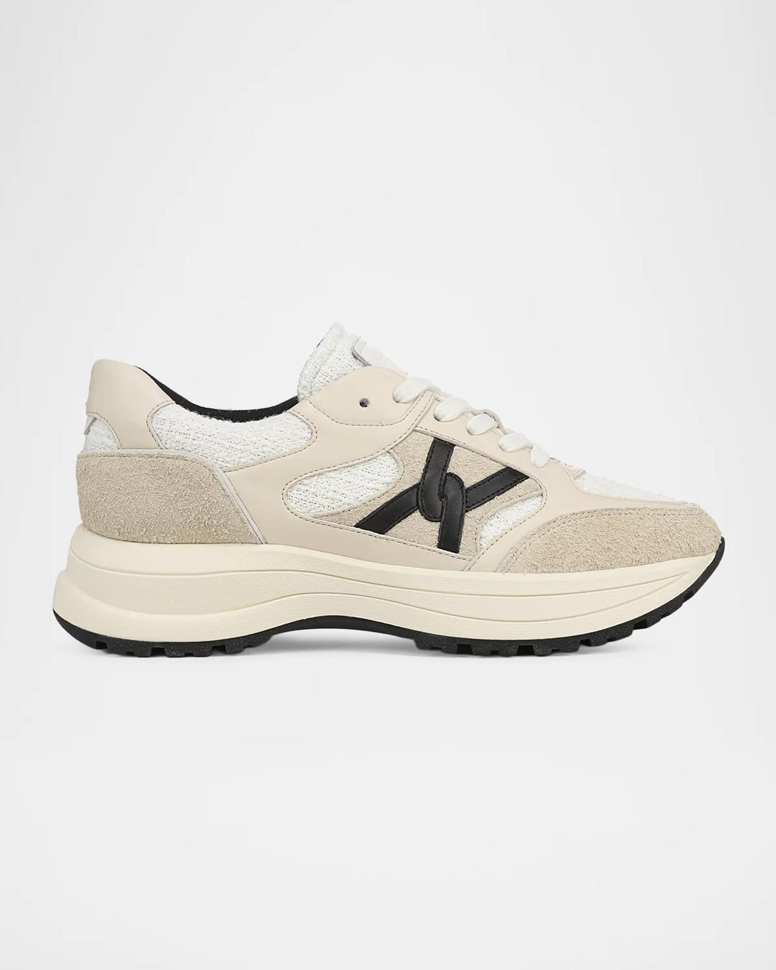Veronica Beard Valentina Wave Mixed Leather Platform Sneakers