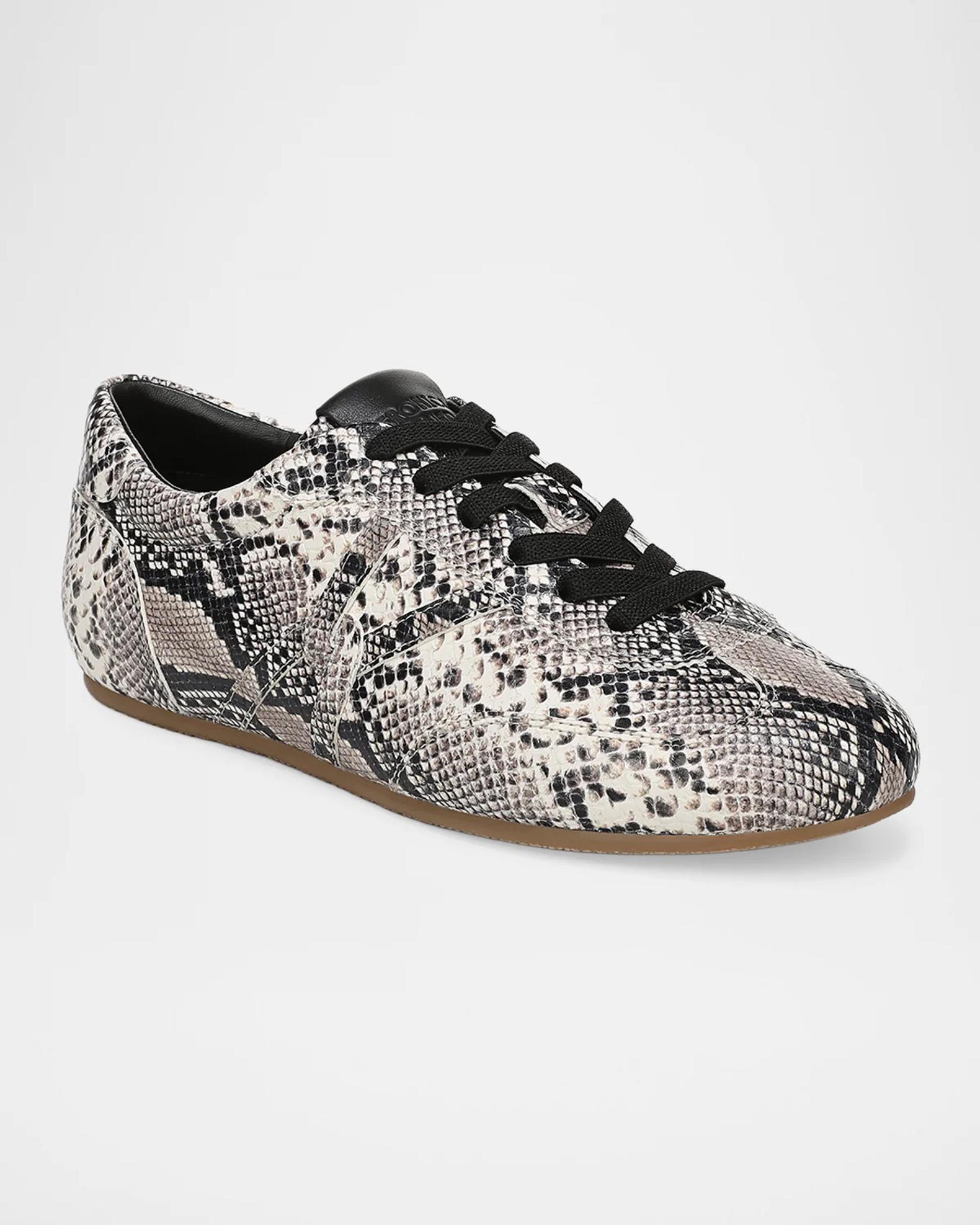 Veronica Beard Riviera Snakeskin-Embossed Leather Retro Sneakers