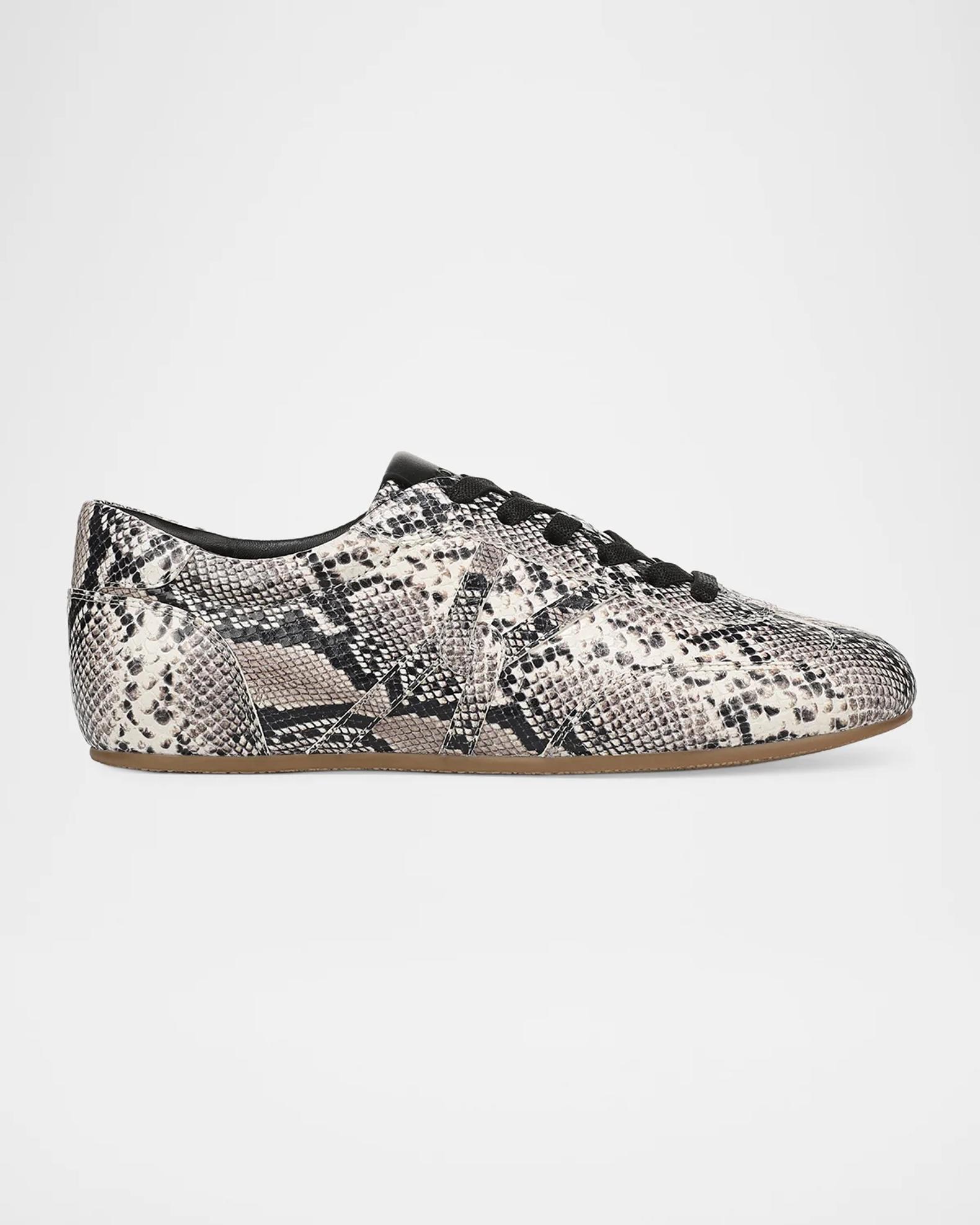 Veronica Beard Riviera Snakeskin-Embossed Leather Retro Sneakers