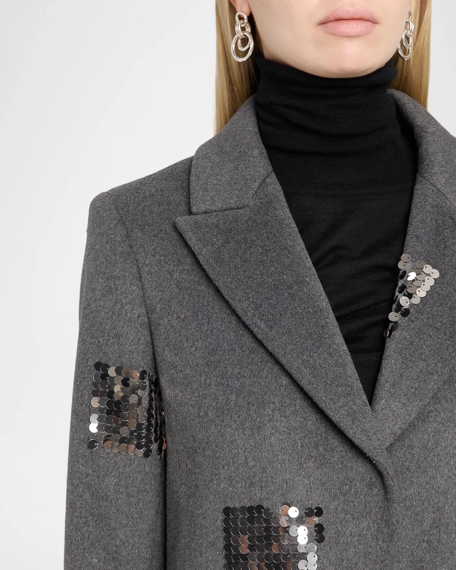 Milly Wanda Sequin Peak-Lapel Coat | Neiman Marcus
