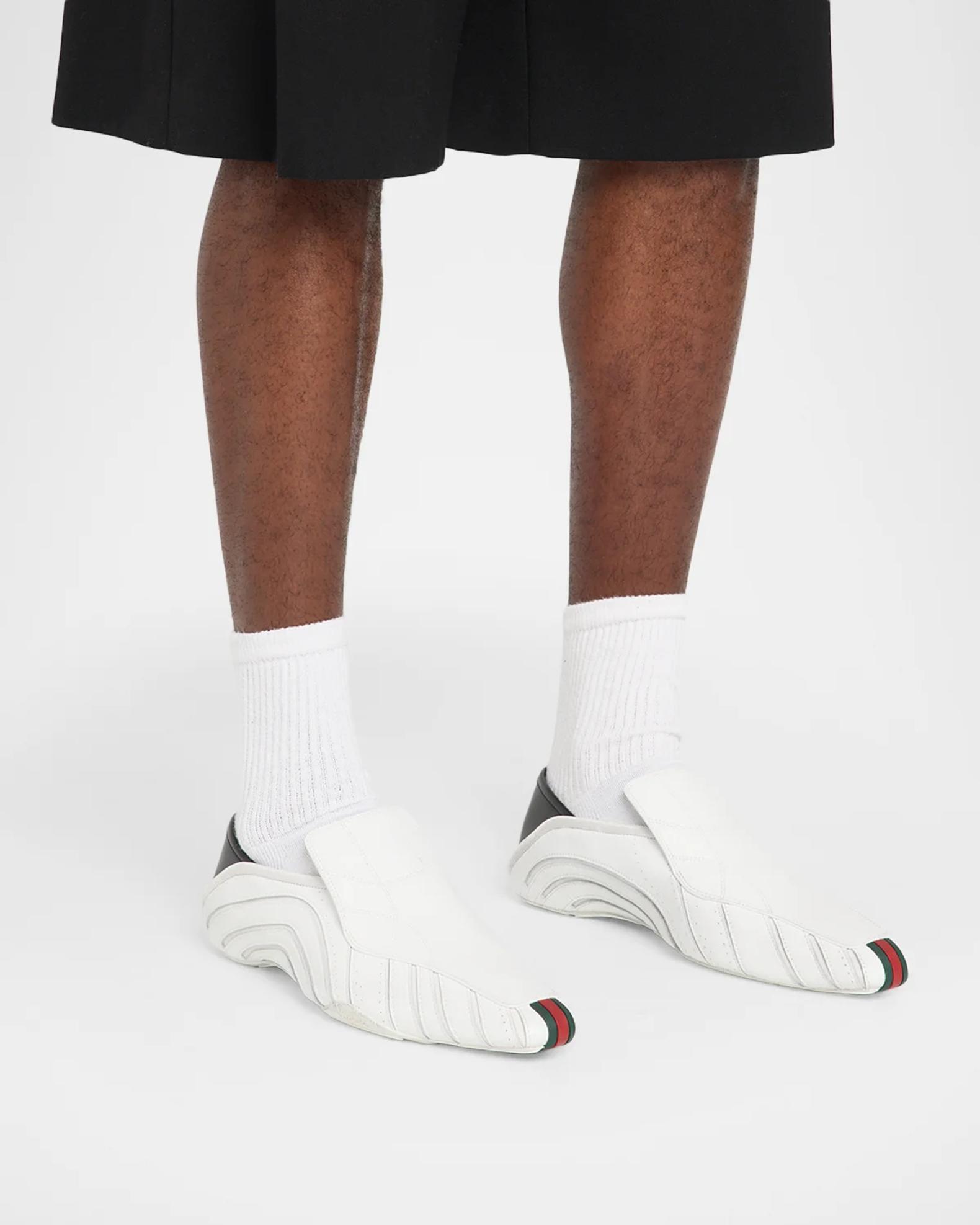 Gucci Men's Miami Leather Web Slip-On Sneakers | Neiman Marcus