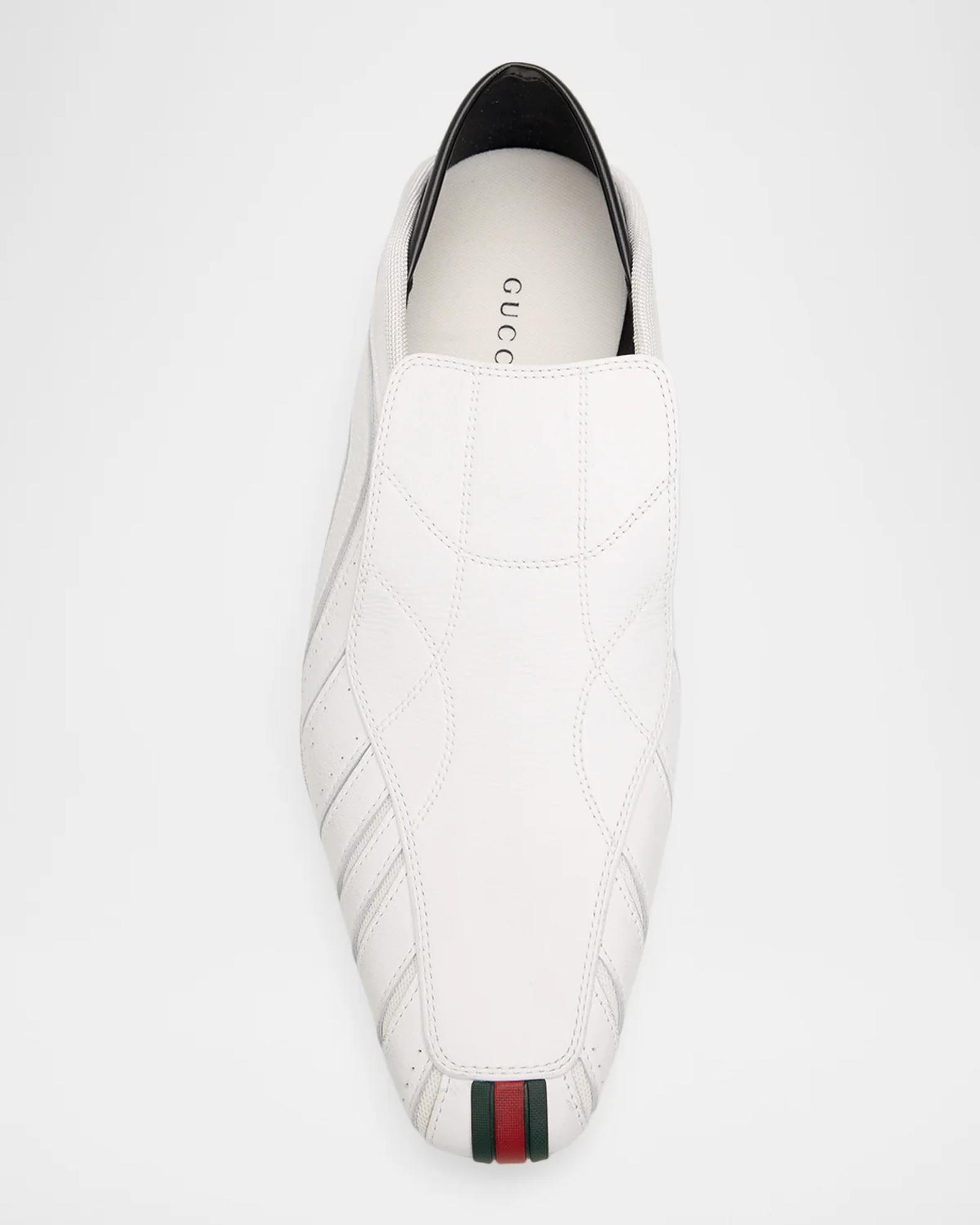 Gucci Men's Miami Leather Web Slip-On Sneakers | Neiman Marcus
