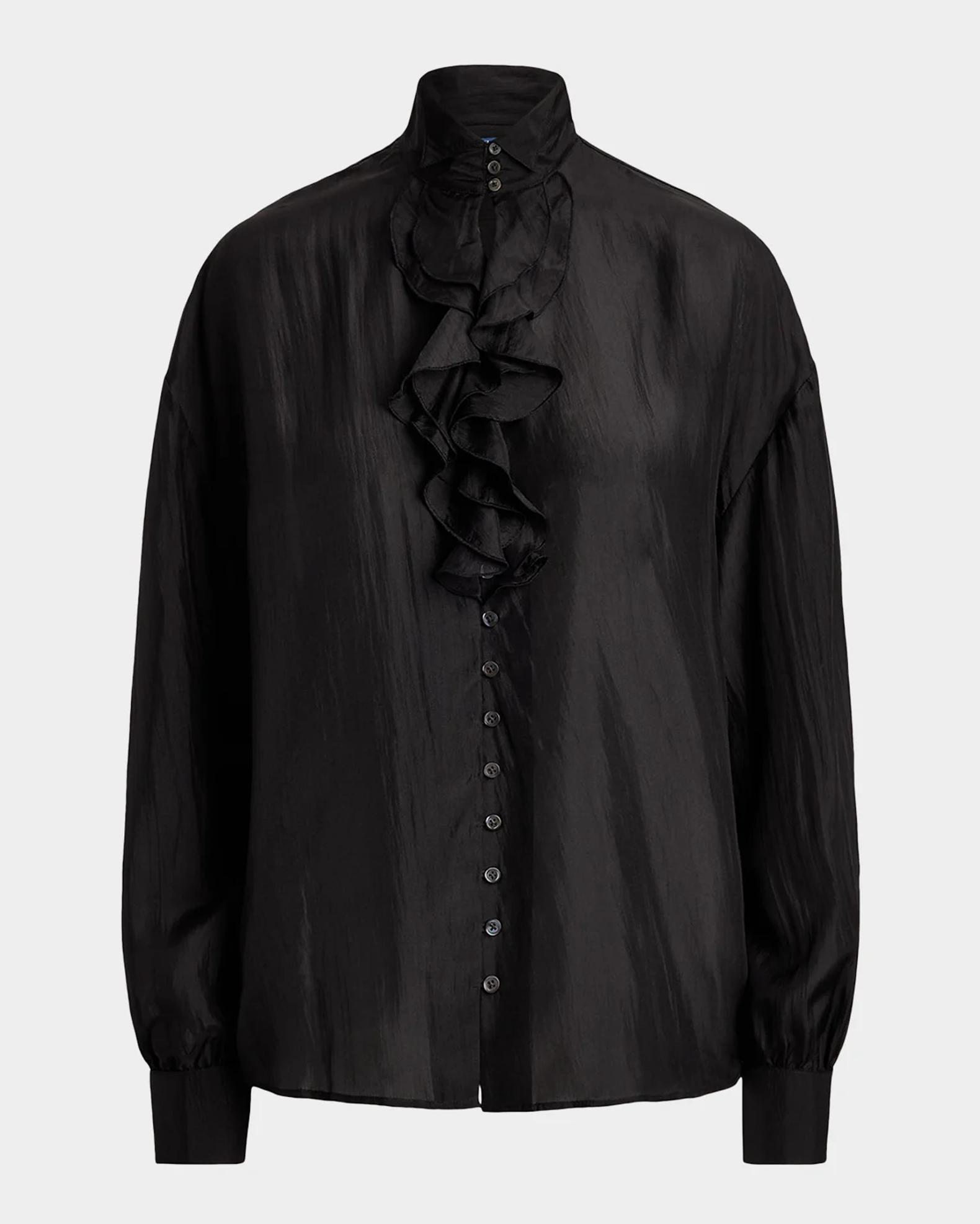 Polo Ralph Lauren Silk Habutai Ruffle Shirt | Neiman Marcus