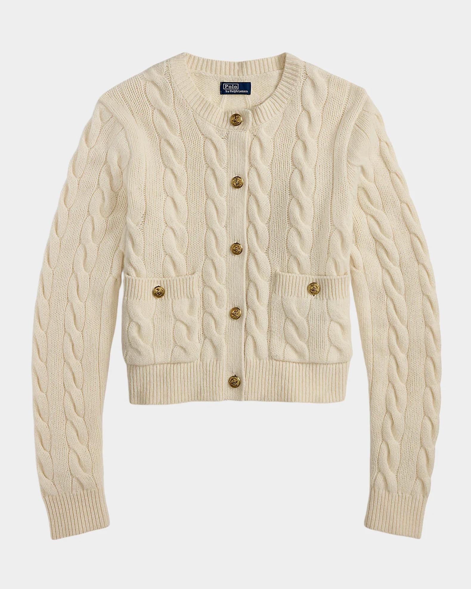 Ralph Lauren Cable-Knit Wool-Cashmere Crop Cardigan | Neiman Marcus