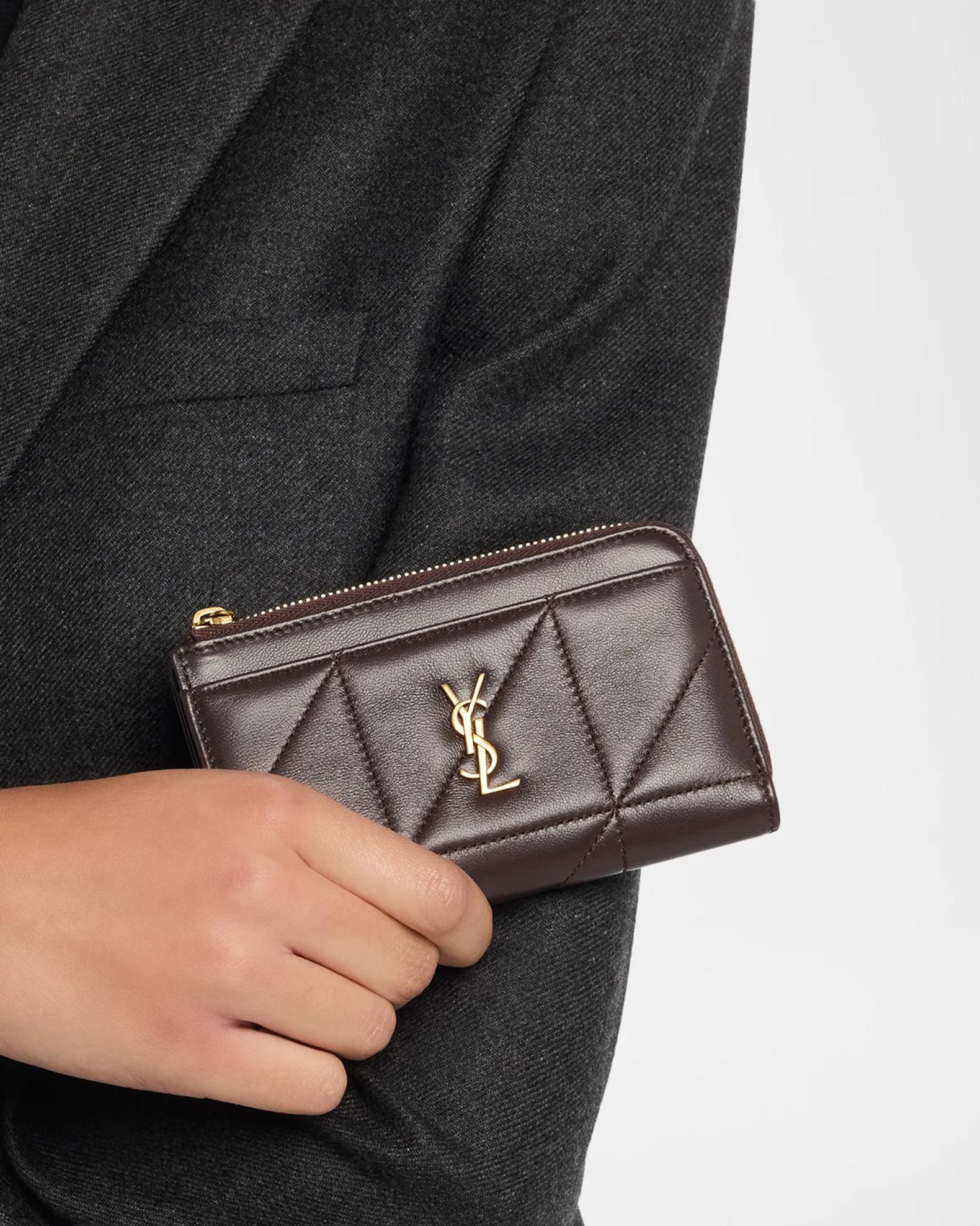 Saint Laurent Jamie Quilted Leather Card Case | Neiman Marcus
