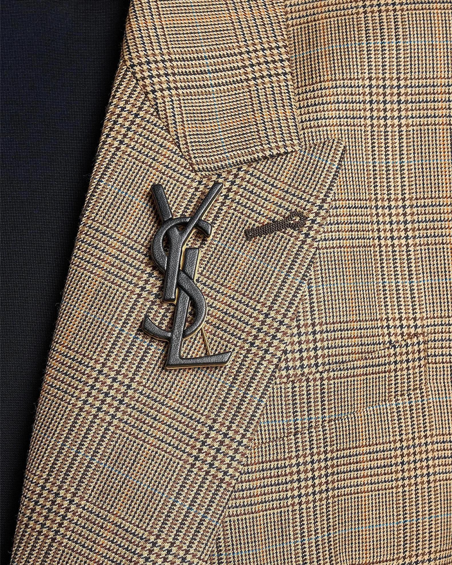 Saint Laurent YSL Leather-Covered Brooch | Neiman Marcus