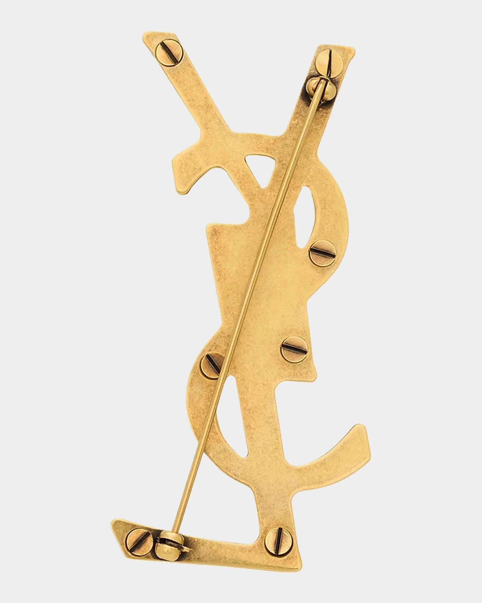 Saint Laurent YSL Leather-Covered Brooch | Neiman Marcus