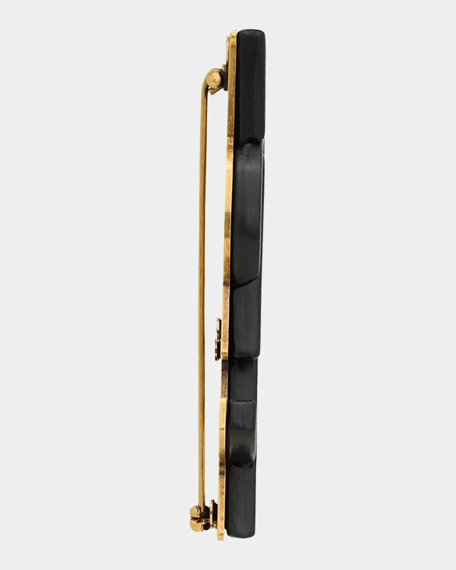 Saint Laurent YSL Leather-Covered Brooch | Neiman Marcus