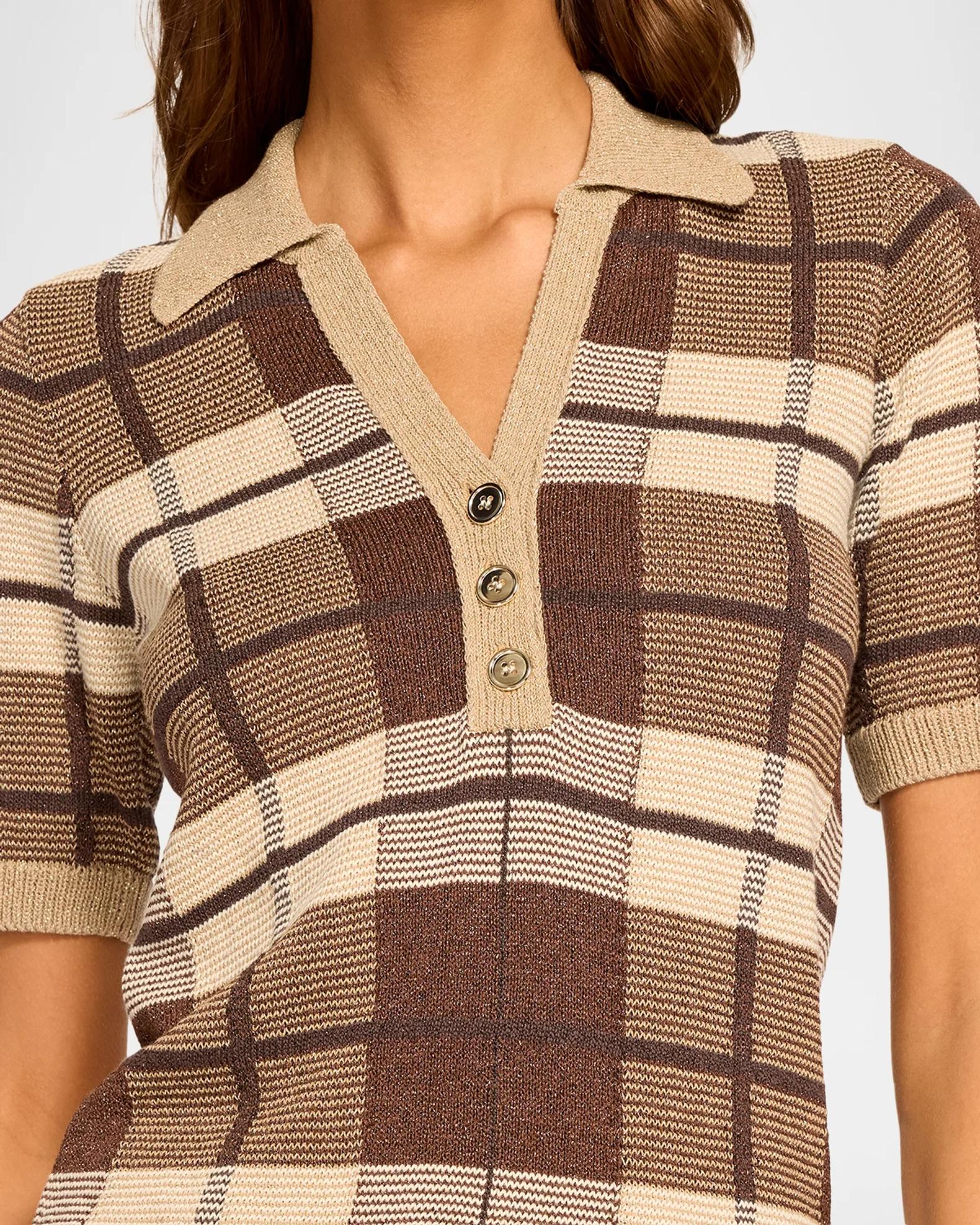 Ramy Brook Melanie Plaid Polo Sweater | Neiman Marcus